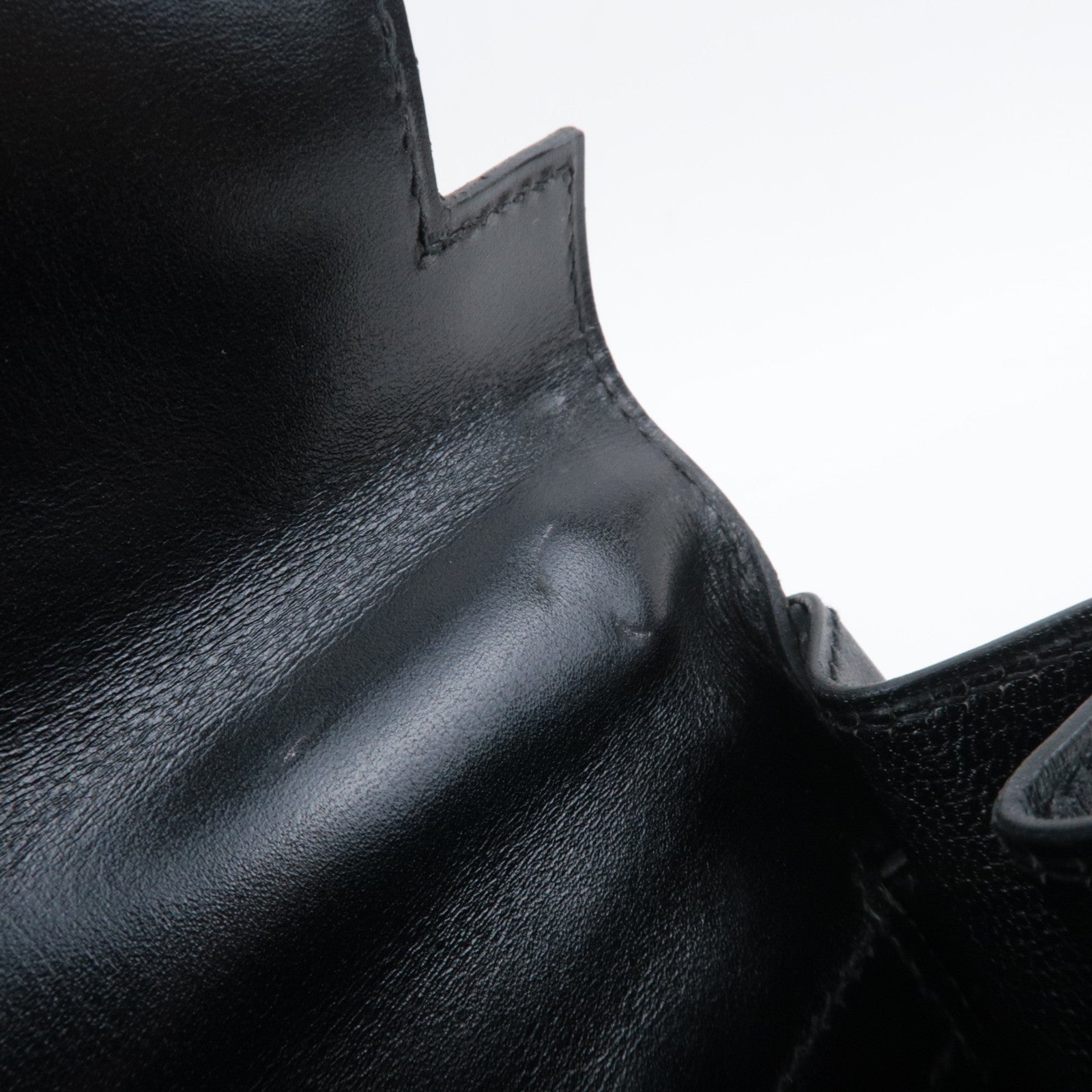 HERMES Kelly 32 □B Stamp (1998) Box Calf Black