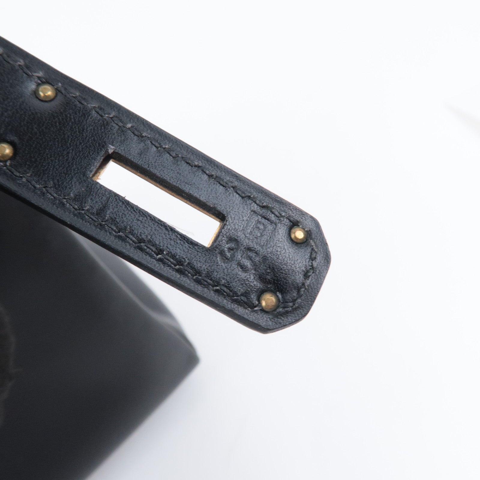 HERMES Kelly 32 □B Stamp (1998) Box Calf Black
