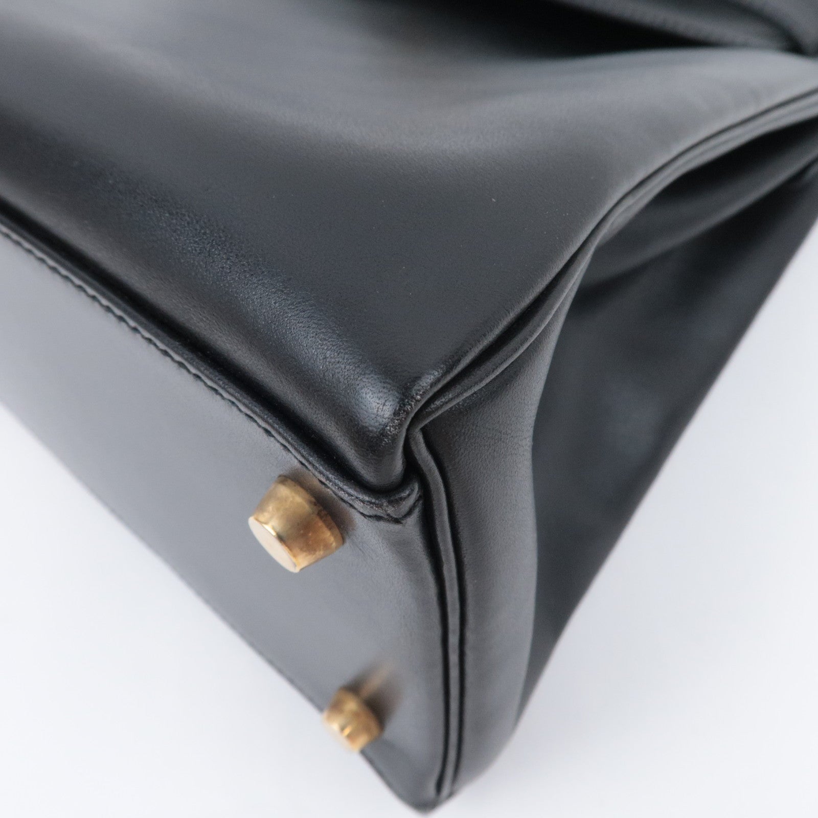 HERMES Kelly 32 □B Stamp (1998) Box Calf Black