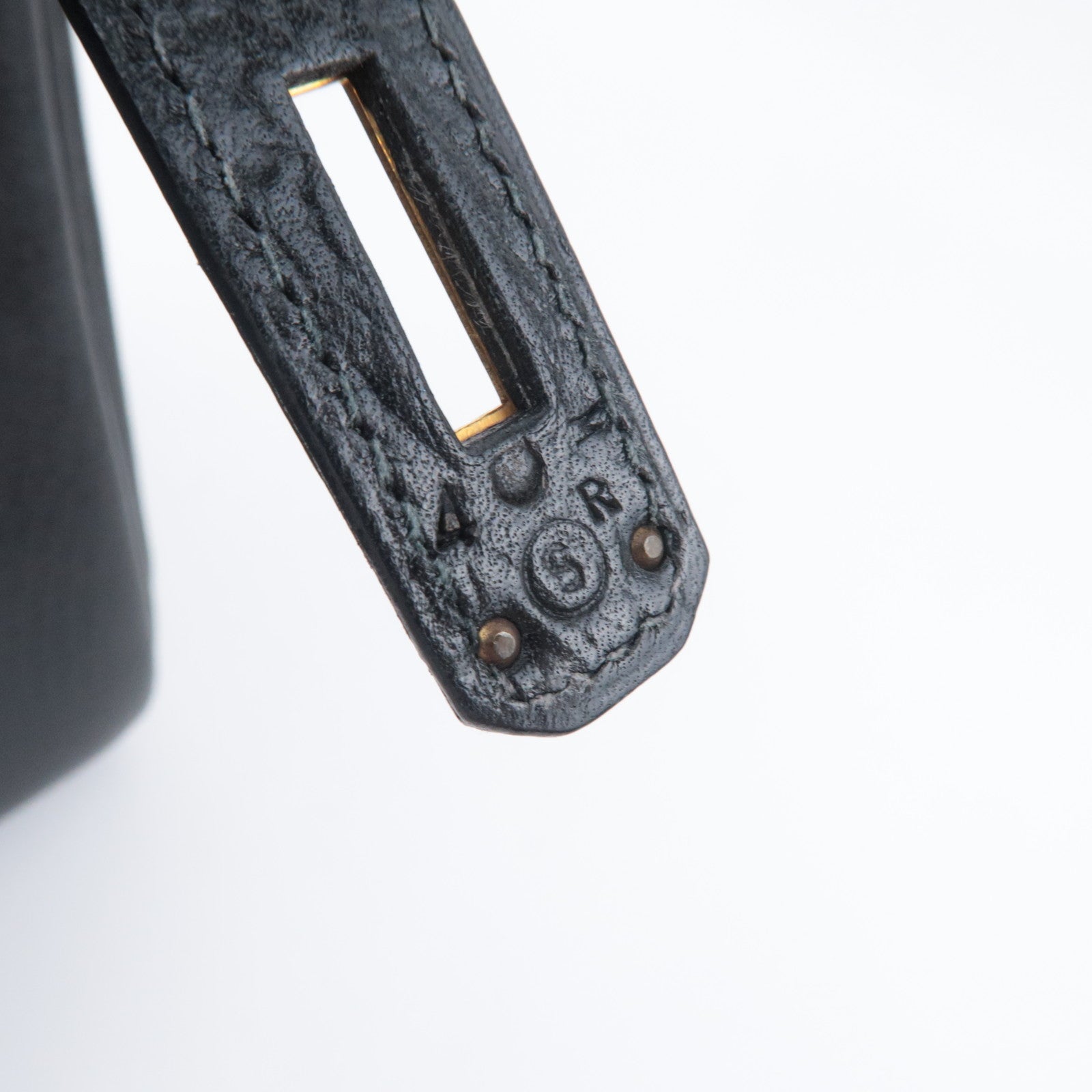 HERMES Kelly 28 〇S Stamp (1989) Ardennes Black Gold HDW