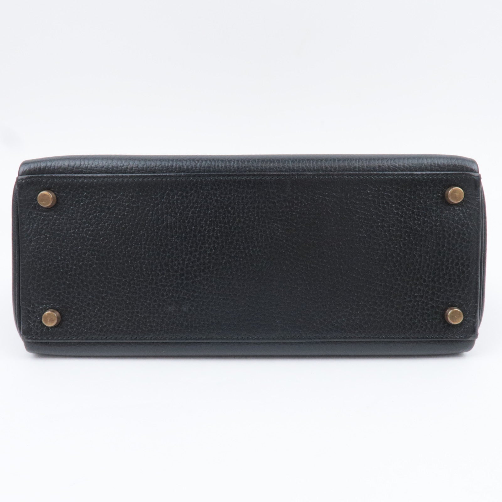 HERMES Kelly 28 〇S Stamp (1989) Ardennes Black Gold HDW