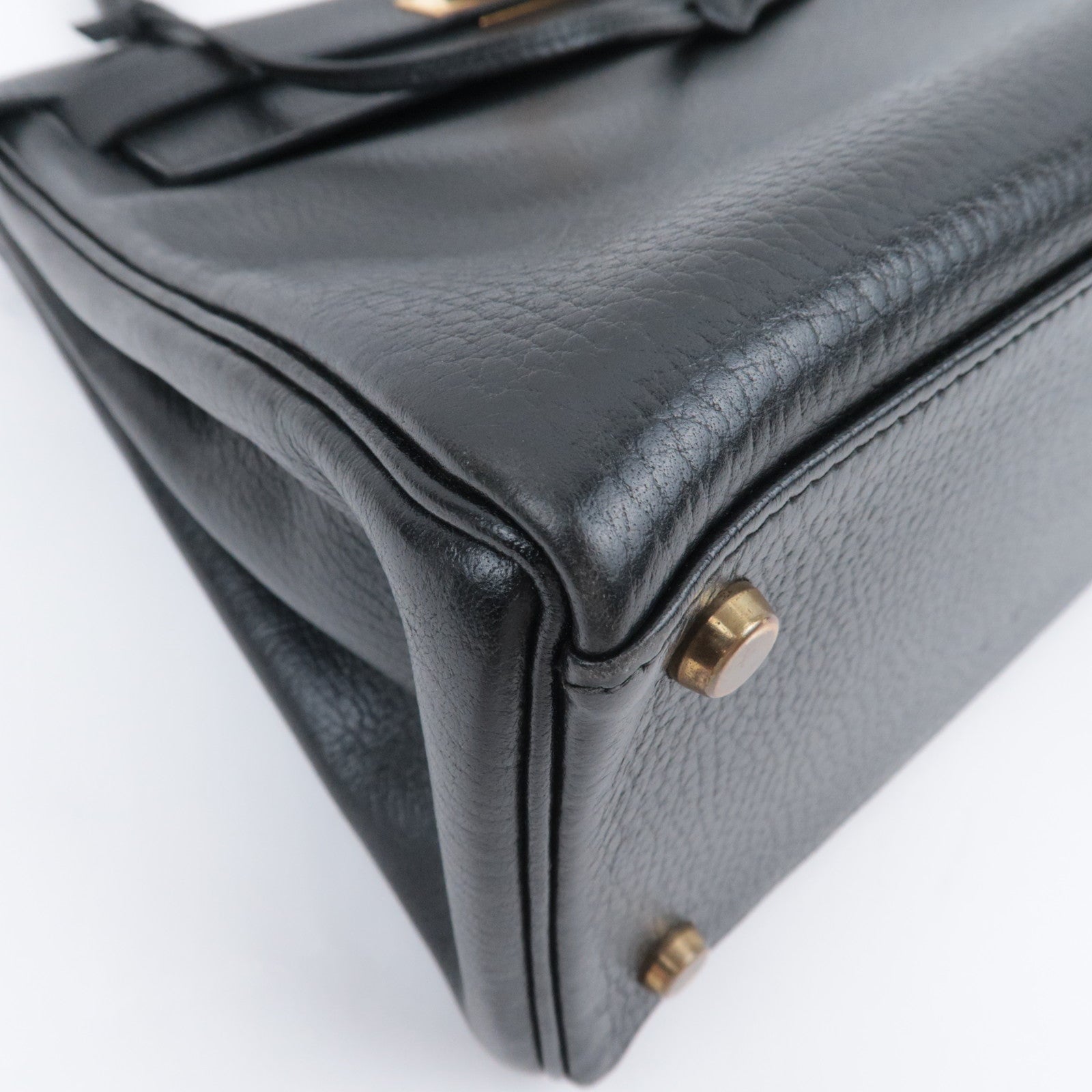 HERMES Kelly 28 〇S Stamp (1989) Ardennes Black Gold HDW