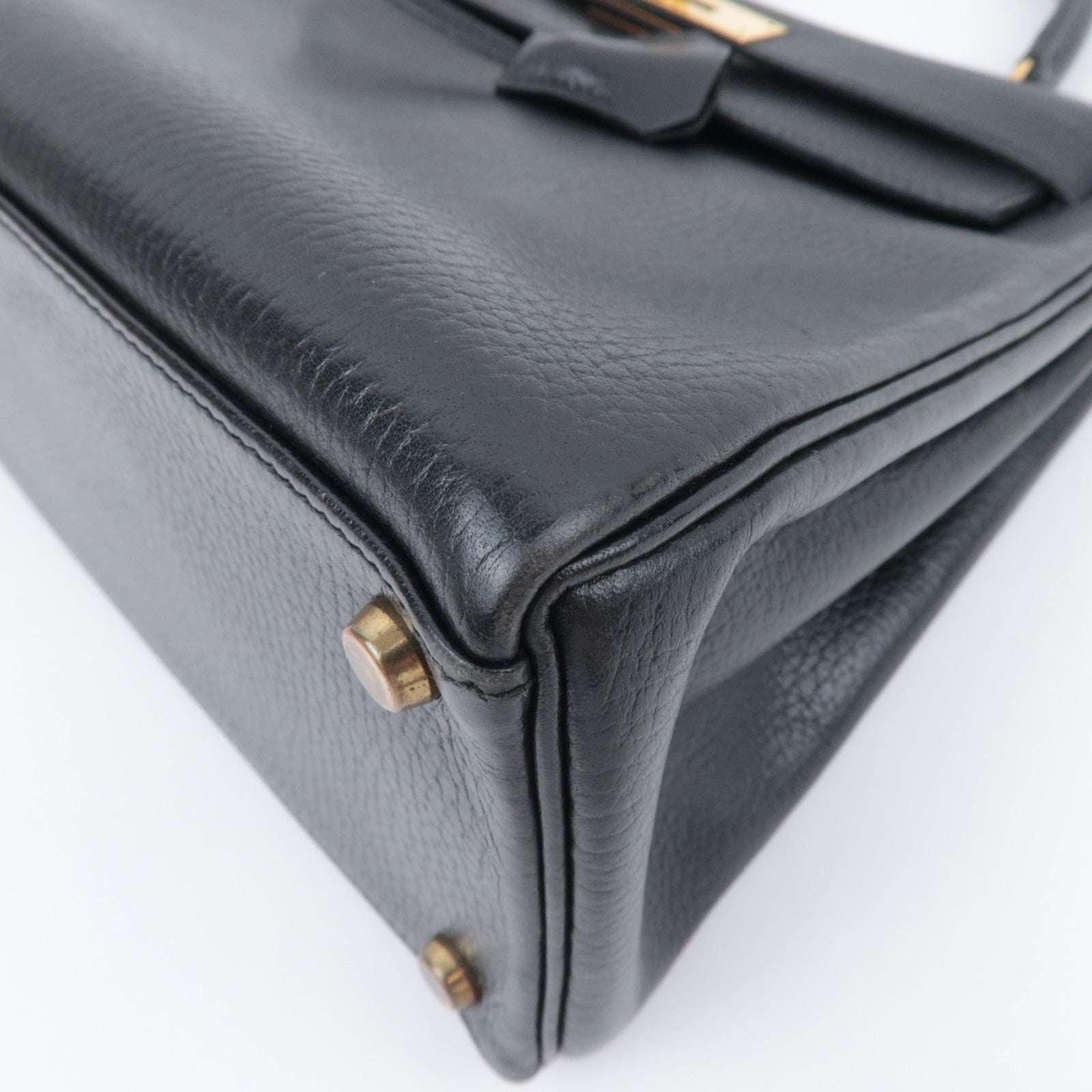 HERMES Kelly 28 〇S Stamp (1989) Ardennes Black Gold HDW