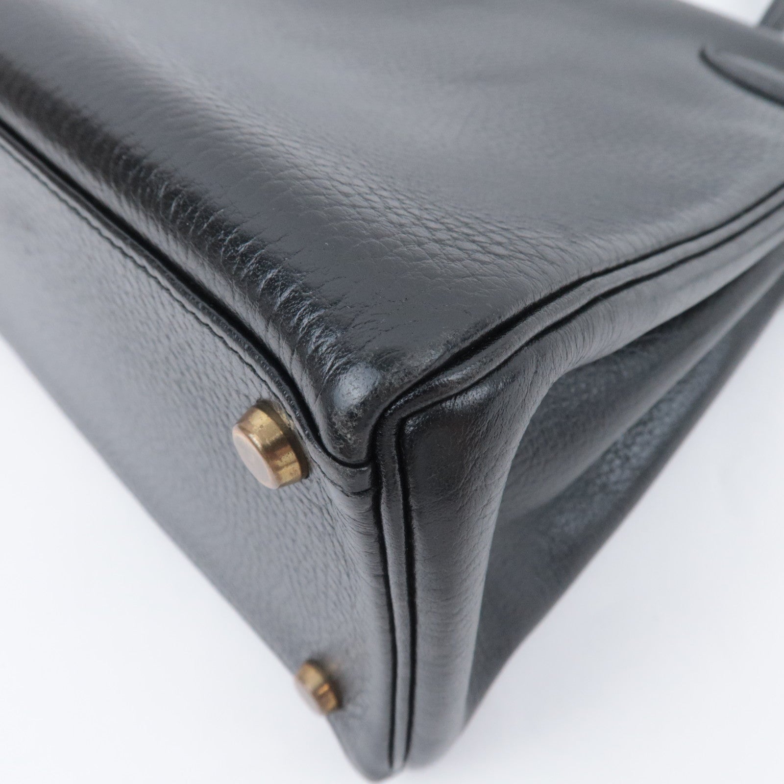 HERMES Kelly 28 〇S Stamp (1989) Ardennes Black Gold HDW