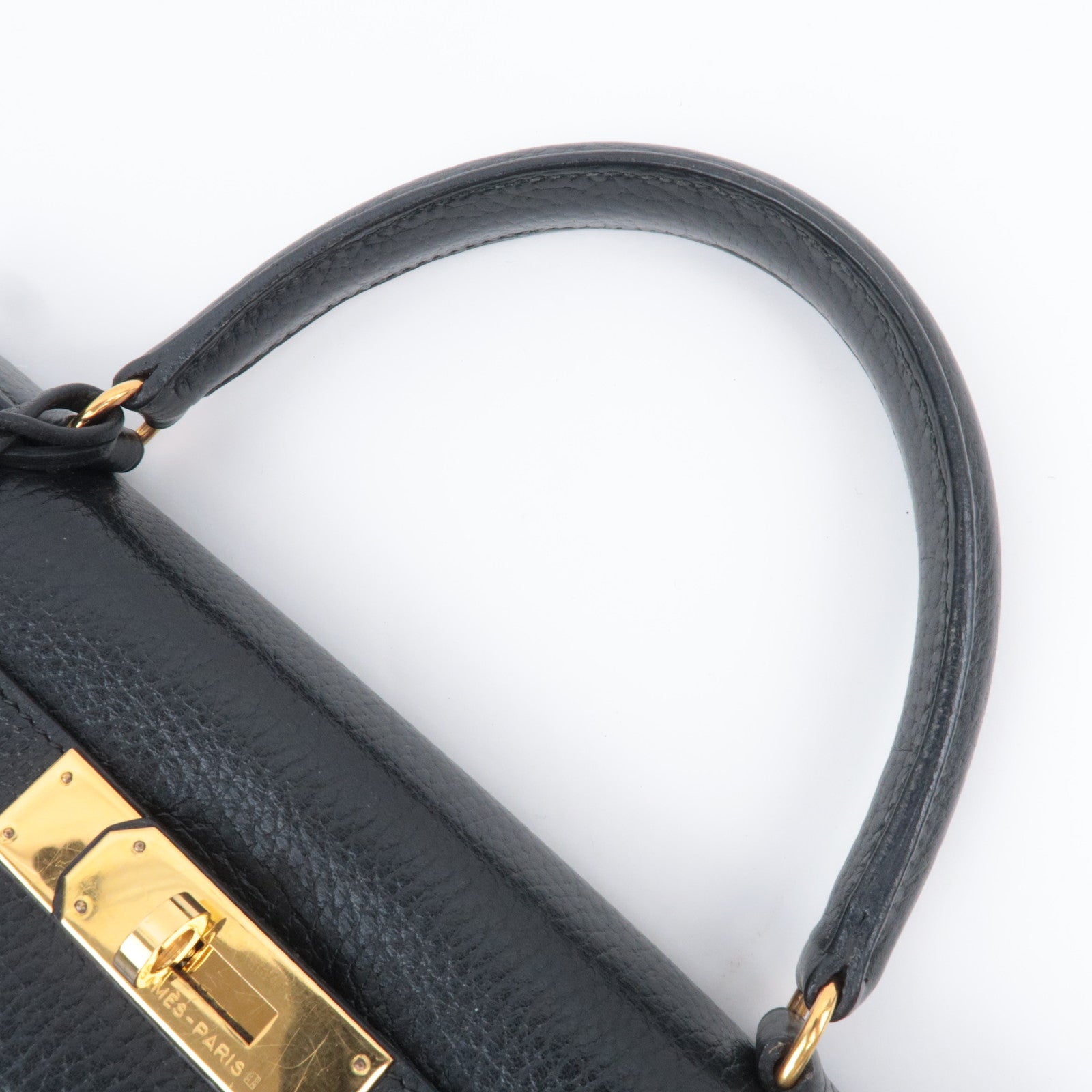 HERMES Kelly 28 〇S Stamp (1989) Ardennes Black Gold HDW