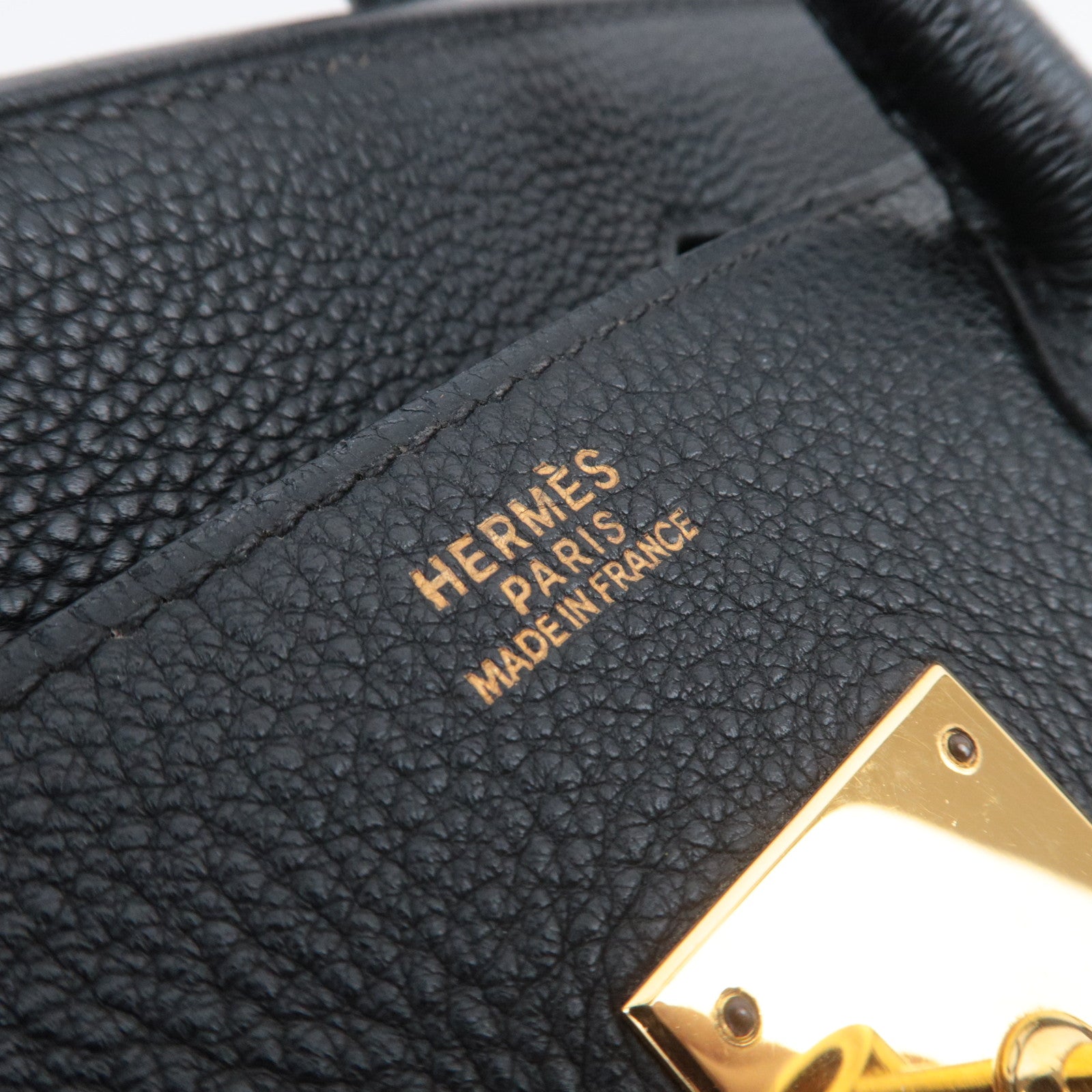 HERMES Birkin 30 □G Stamp (2003) Togo Black Gold HDW