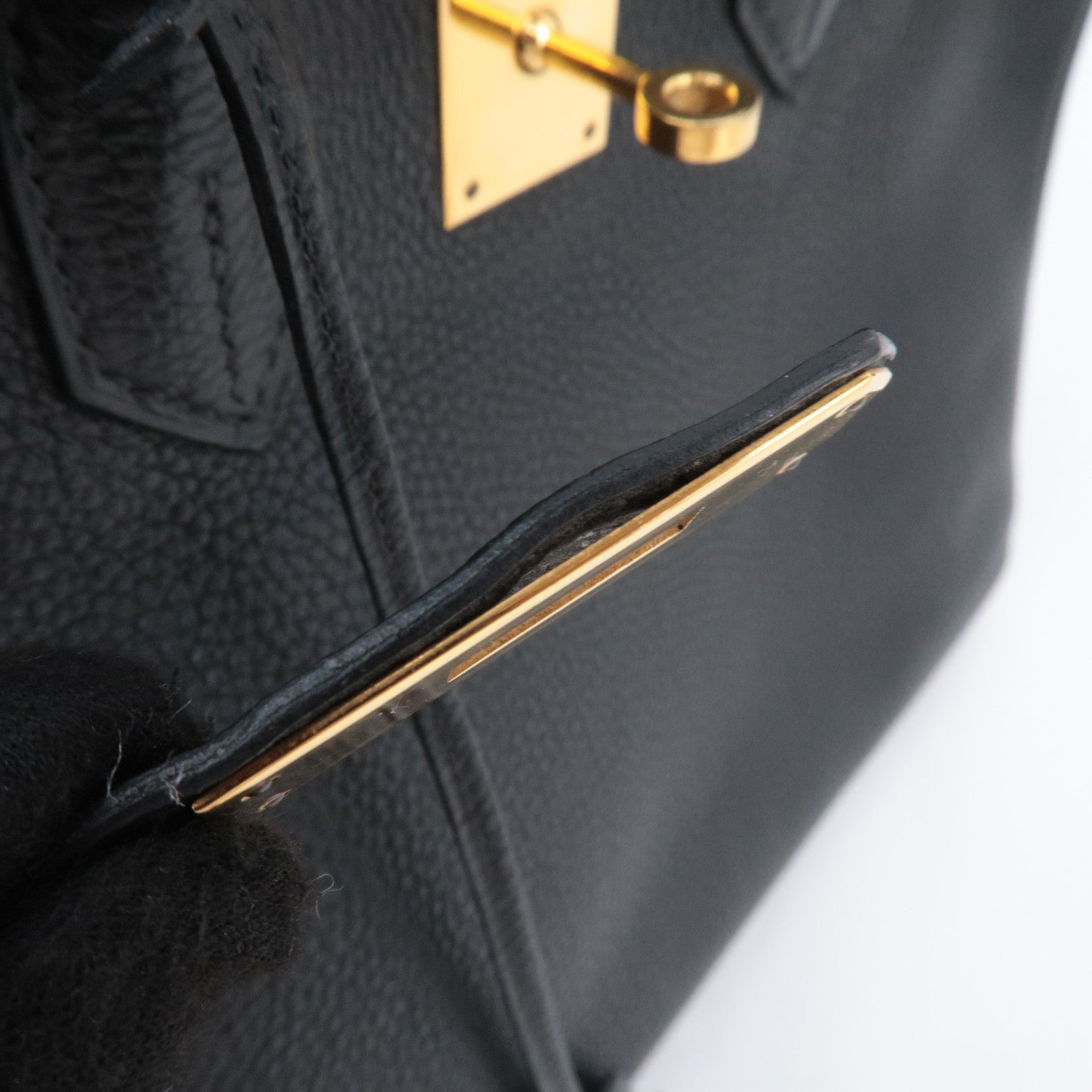 HERMES Birkin 30 □G Stamp (2003) Togo Black Gold HDW