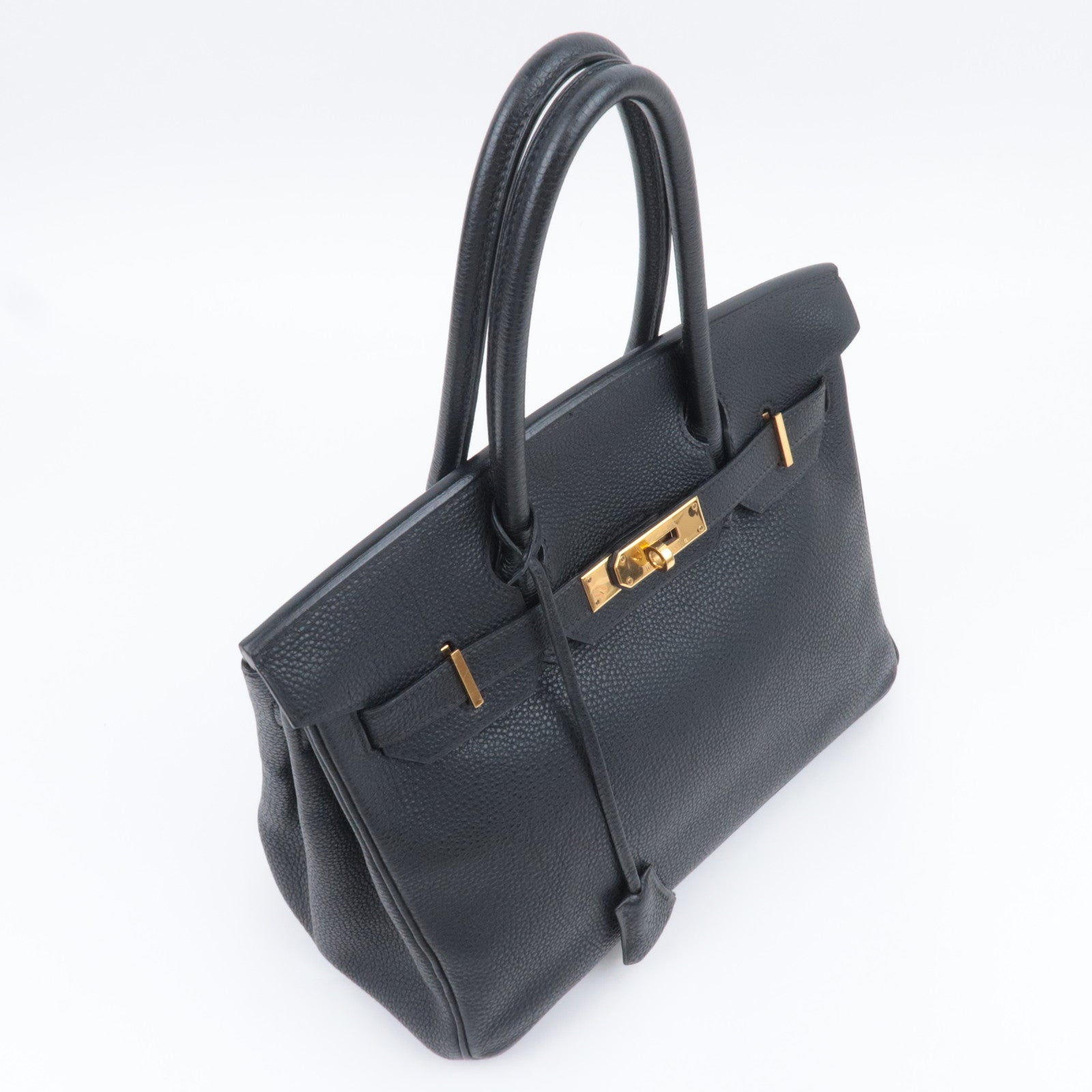 HERMES Birkin 30 □G Stamp (2003) Togo Black Gold HDW