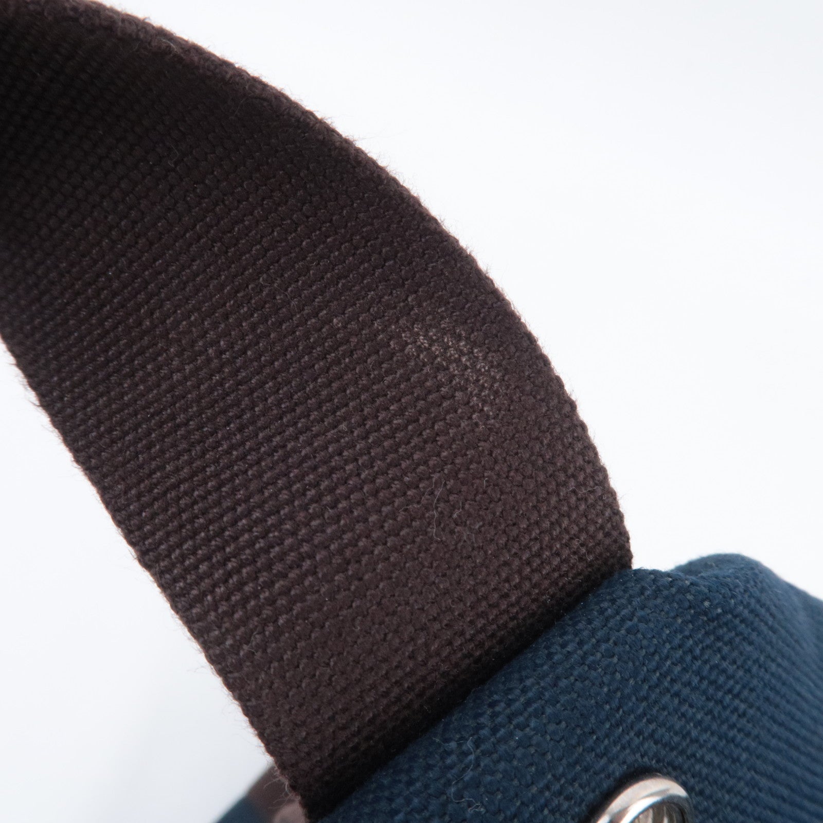 HERMES Sac De Pansage Groom Canvas Leather Backpack Navy Brown