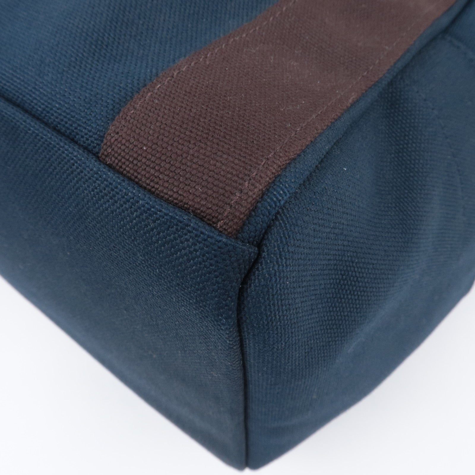 HERMES Sac De Pansage Groom Canvas Leather Backpack Navy Brown