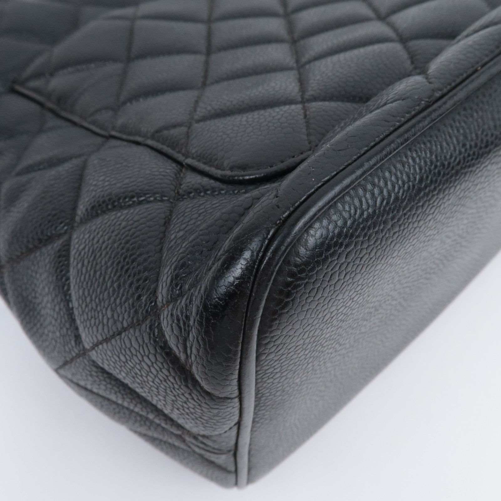 CHANEL Medallion Tote Bag Caviarskin Black Silver HDW A01804