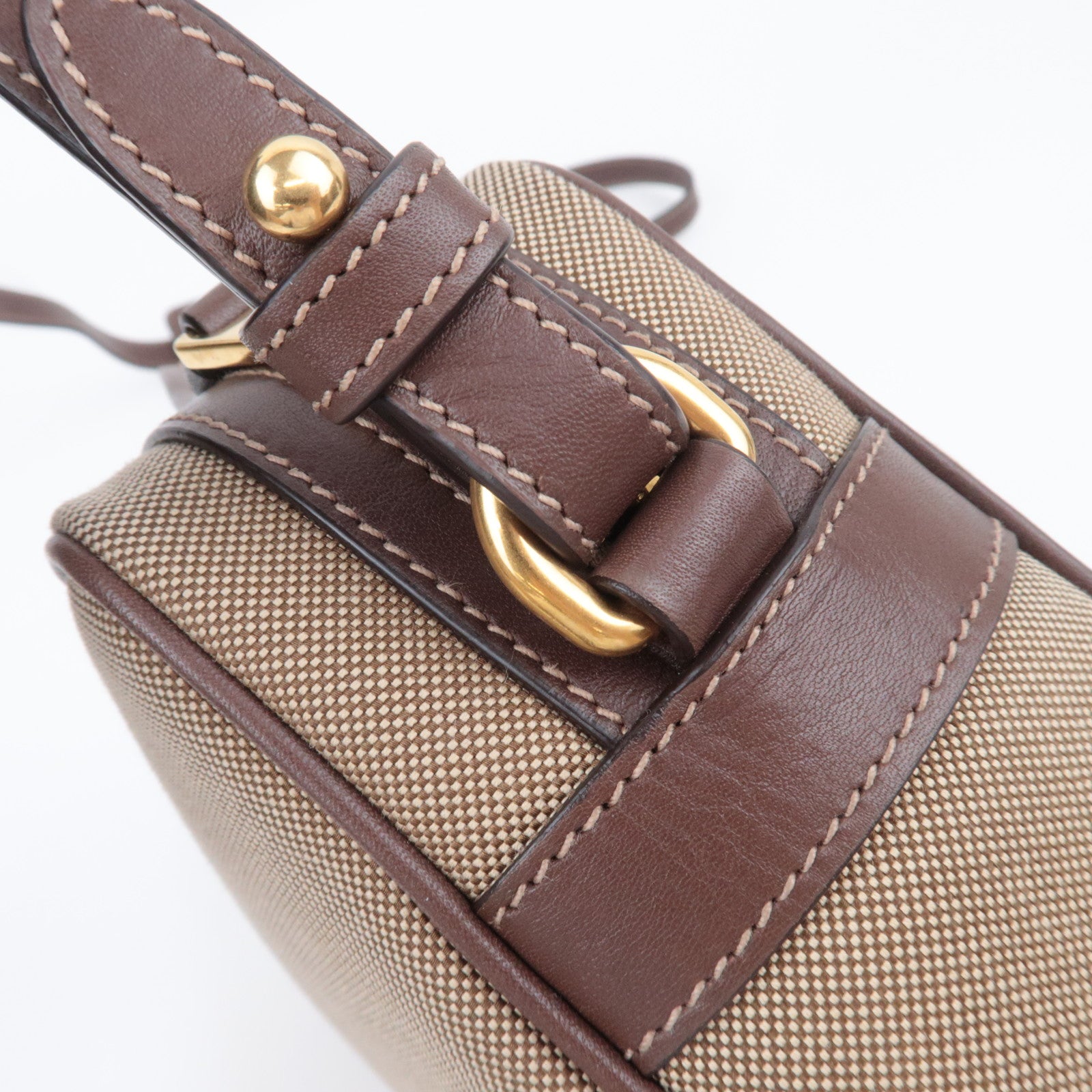 PRADA Logo Jacquard Shoulder Bag Beige