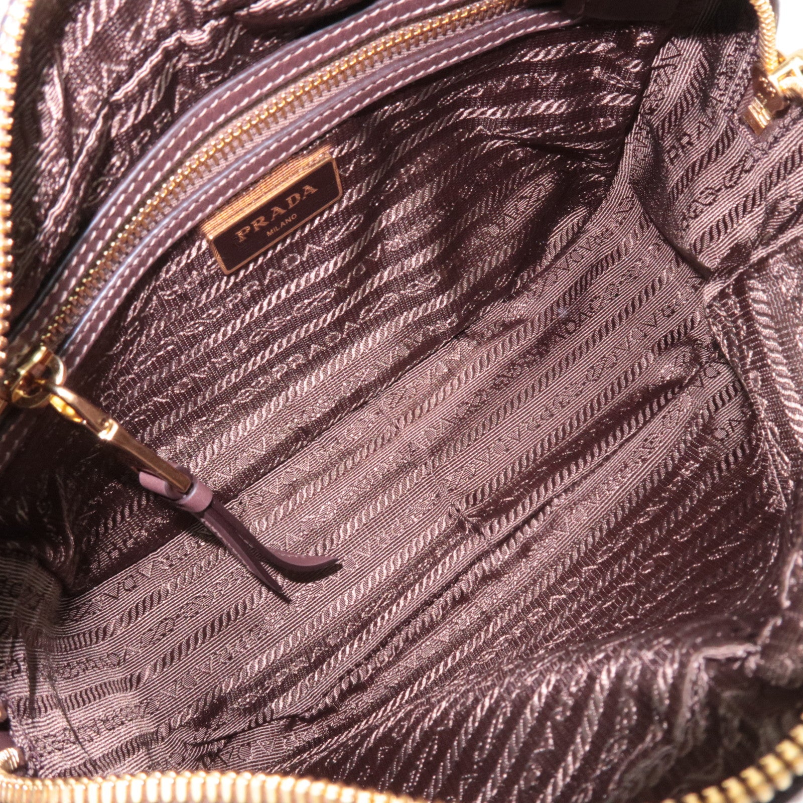 PRADA Logo Jacquard Shoulder Bag Beige