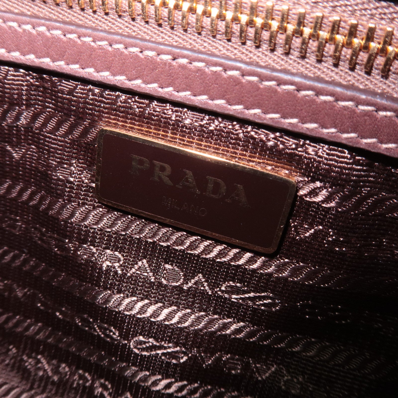 PRADA Logo Jacquard Shoulder Bag Beige