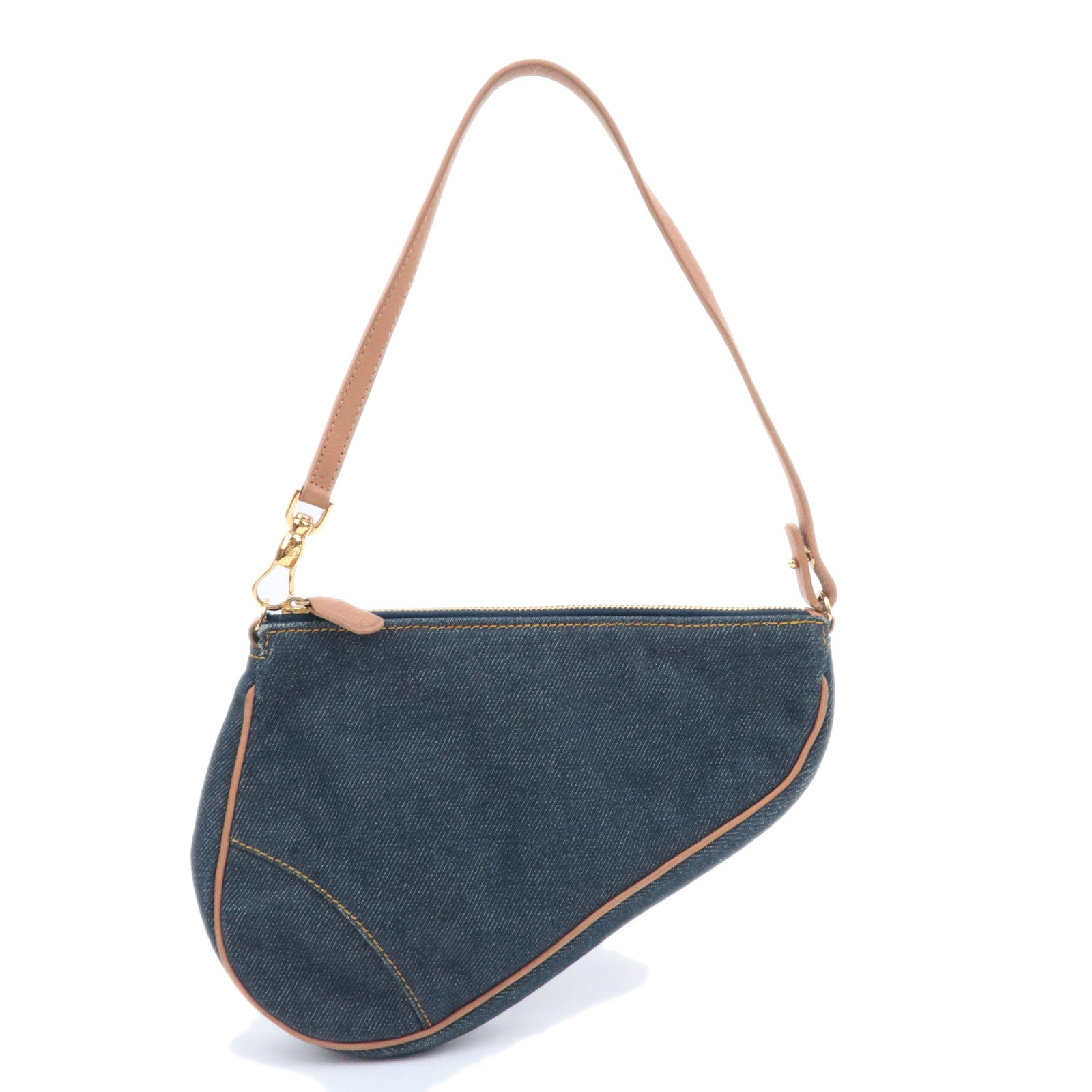 Christian Dior Denim  Saddle Pouch Navy Brown90149