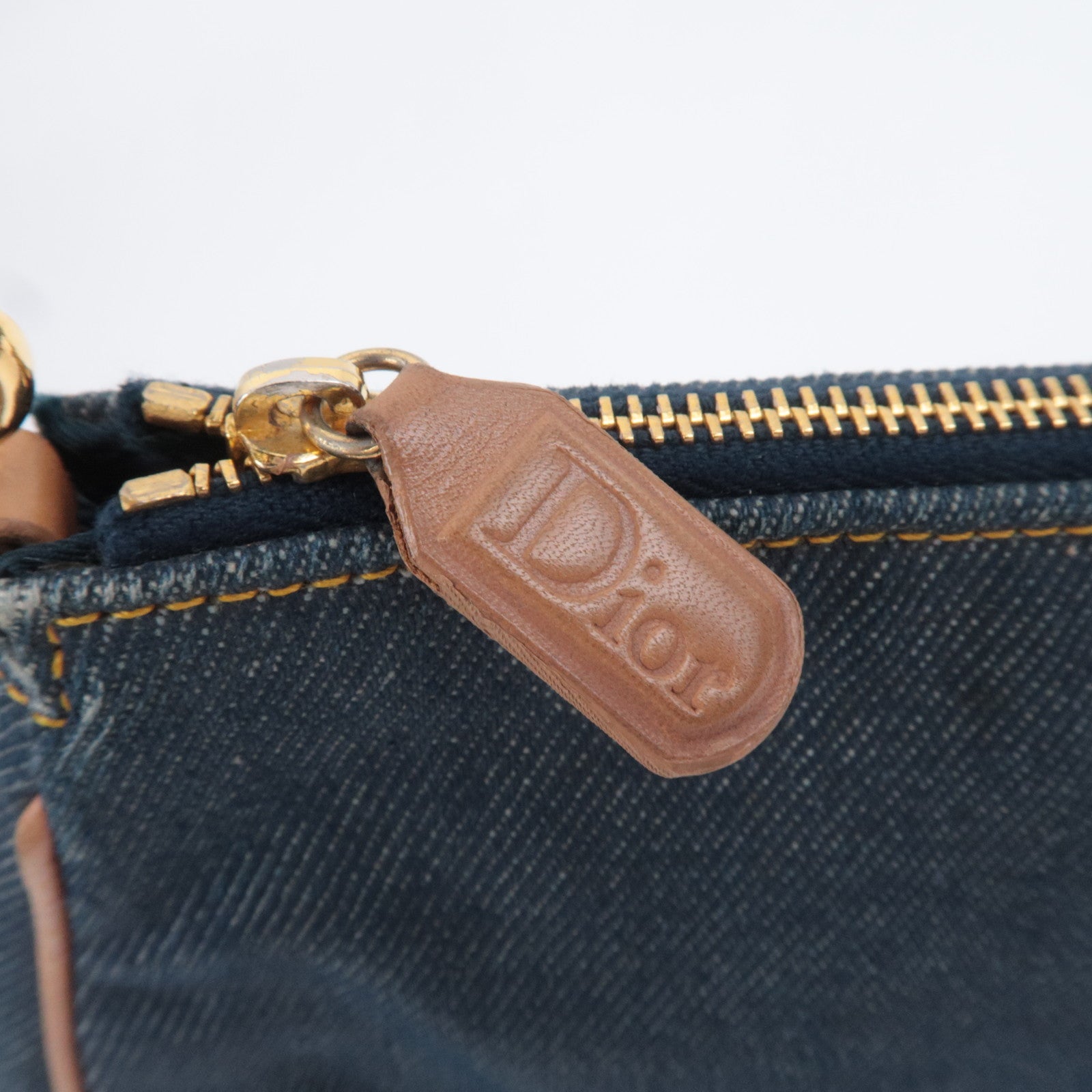 Christian Dior Denim  Saddle Pouch Navy Brown