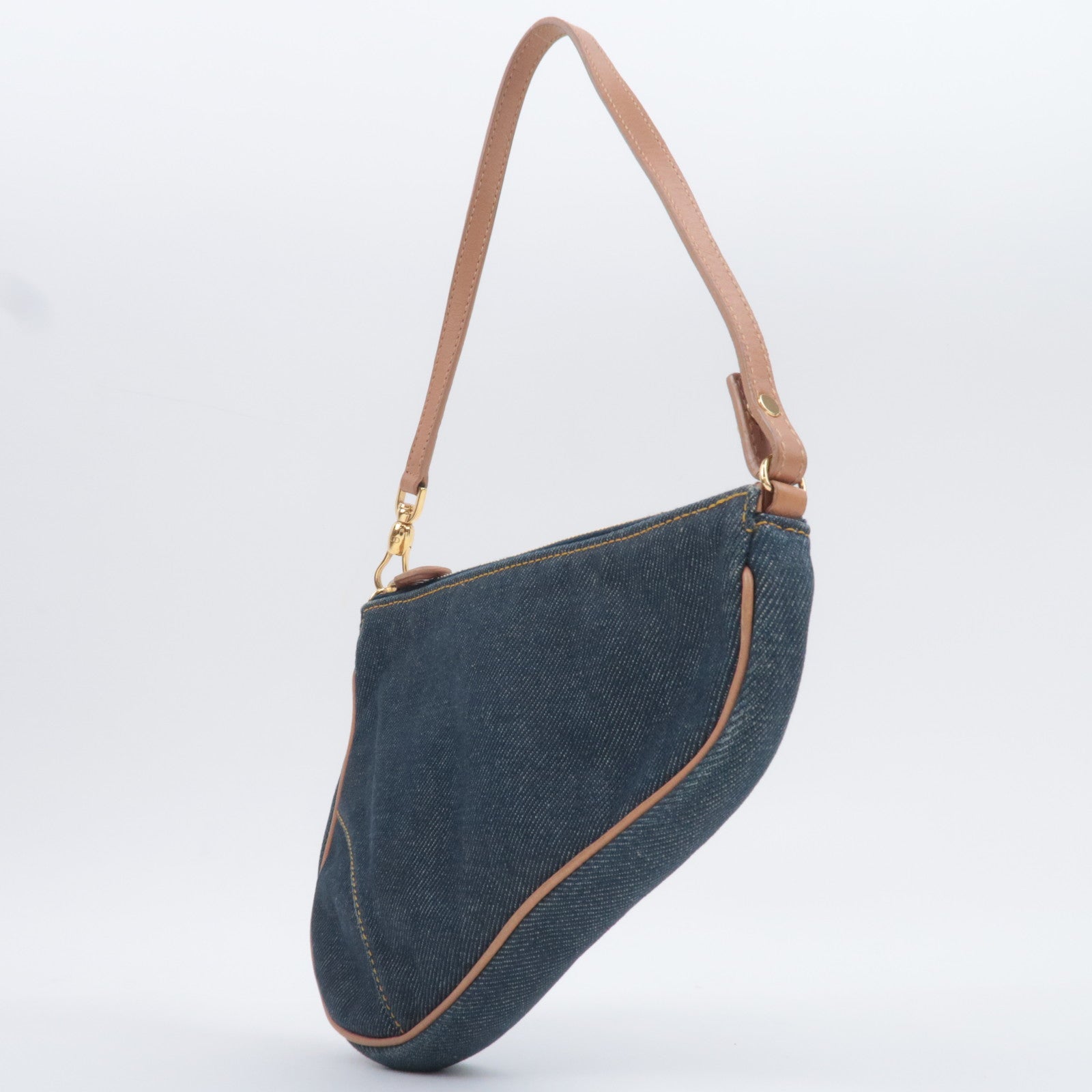 Christian Dior Denim  Saddle Pouch Navy Brown
