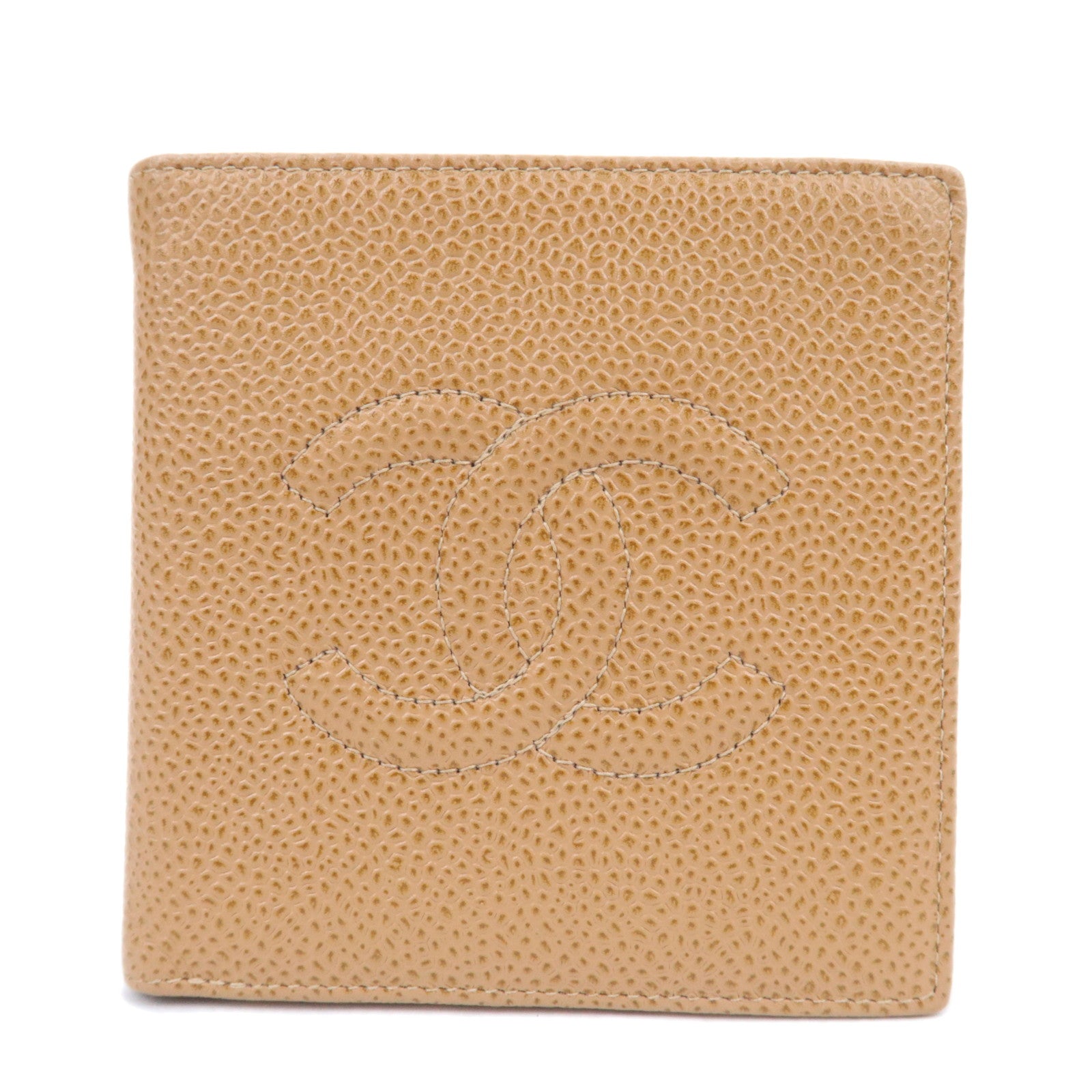 CHANEL Coco Mark Caviarskin Wallet Beige90151