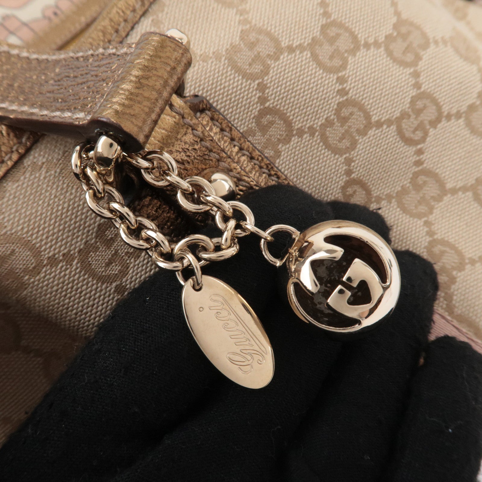 GUCCI Sherry GG Canvas Tote Bag Beige Gold 139260
