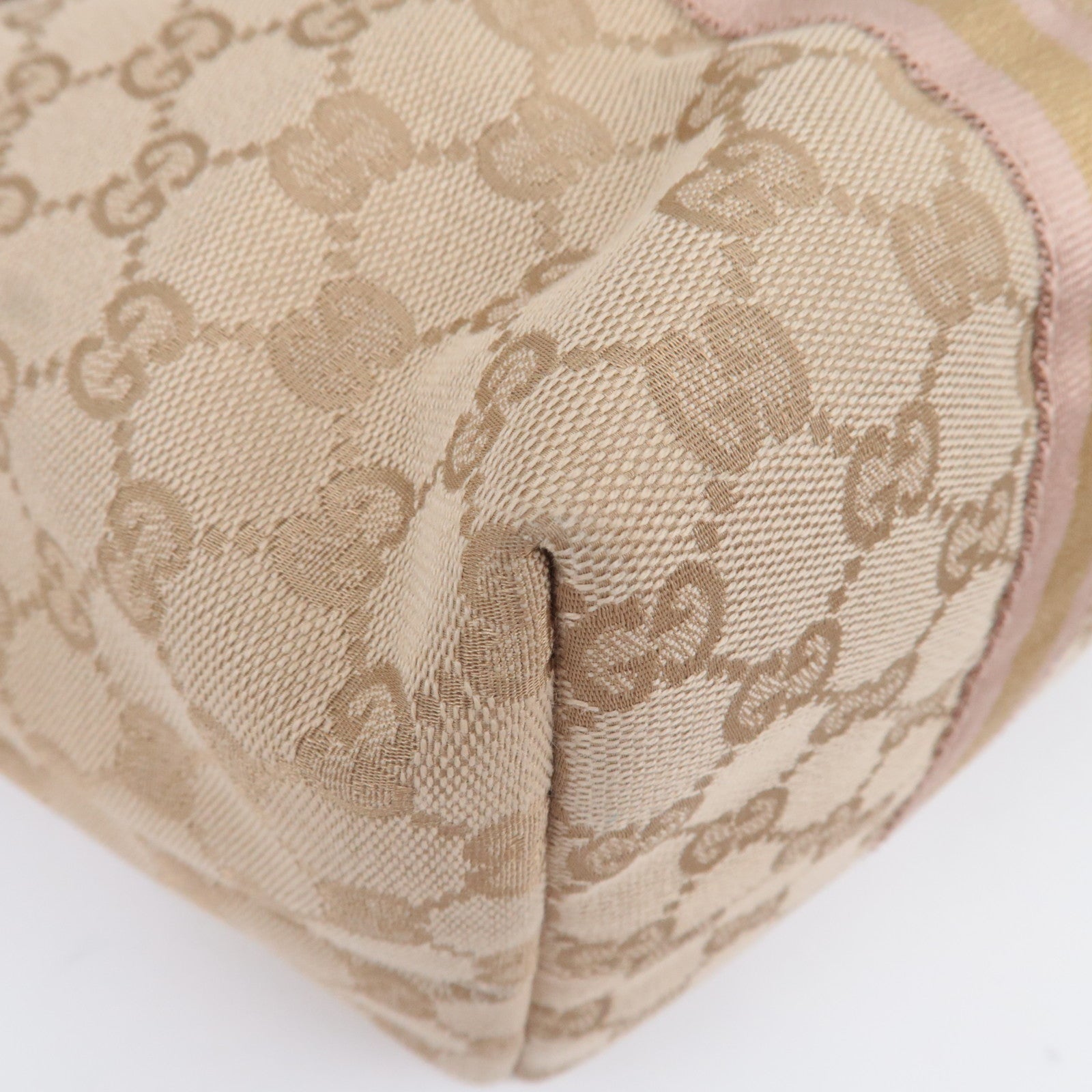 GUCCI Sherry GG Canvas Tote Bag Beige Gold 139260