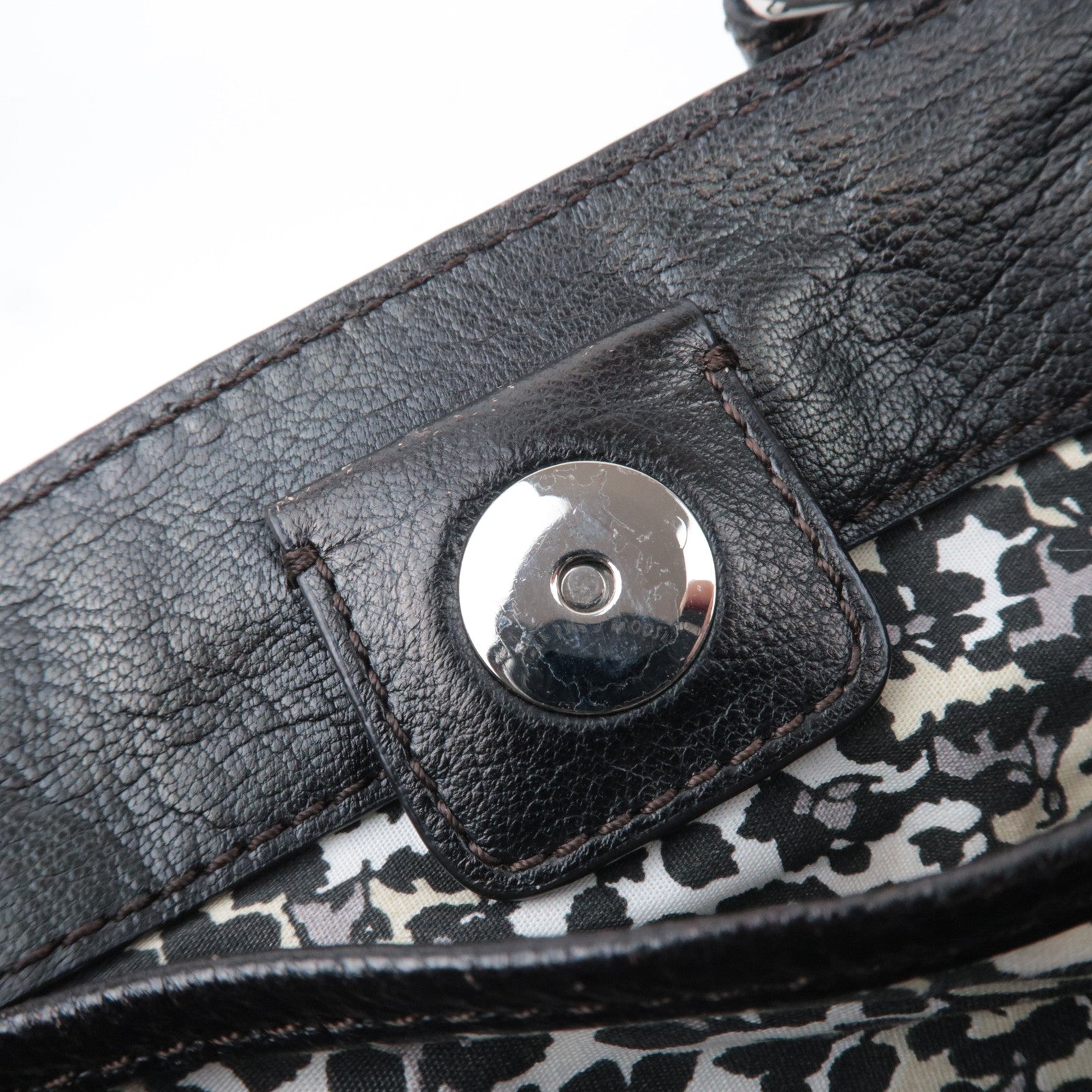 CELINE Paris Macadam 2Way Denim Leather Handbag Navy Black *Strap, Clochette