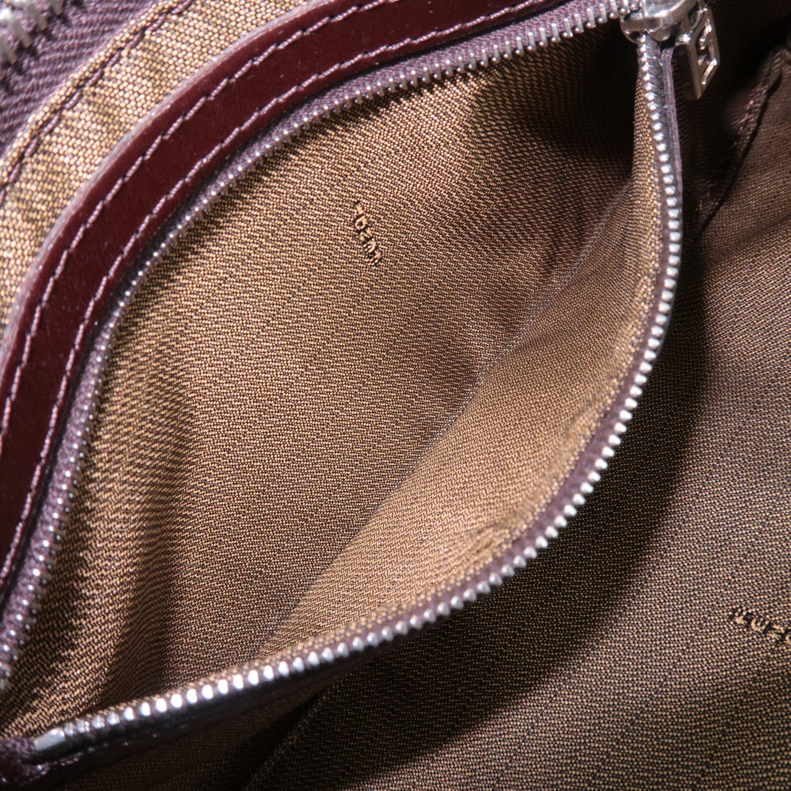FENDI Zucca Canvas Leather Shoulder Bag Brown Black