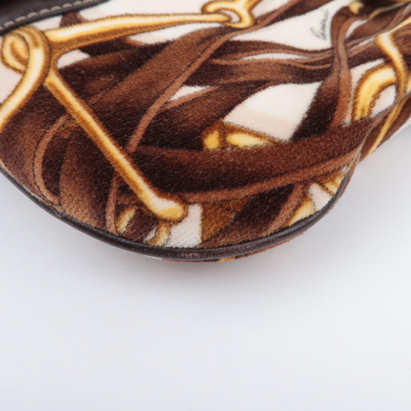 GUCCI Horsebit Velour Leather Shoulder Bag Brown
