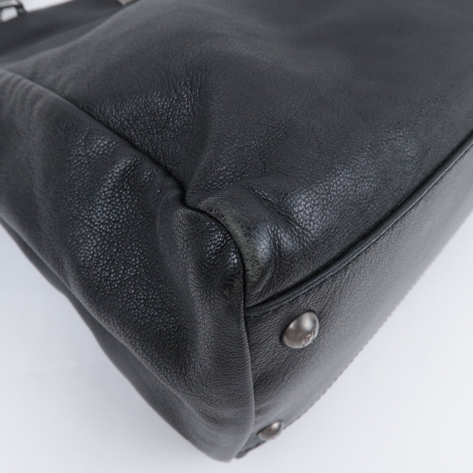 FENDI Peekaboo Large 2Way Leather Handbag Black 8BN210