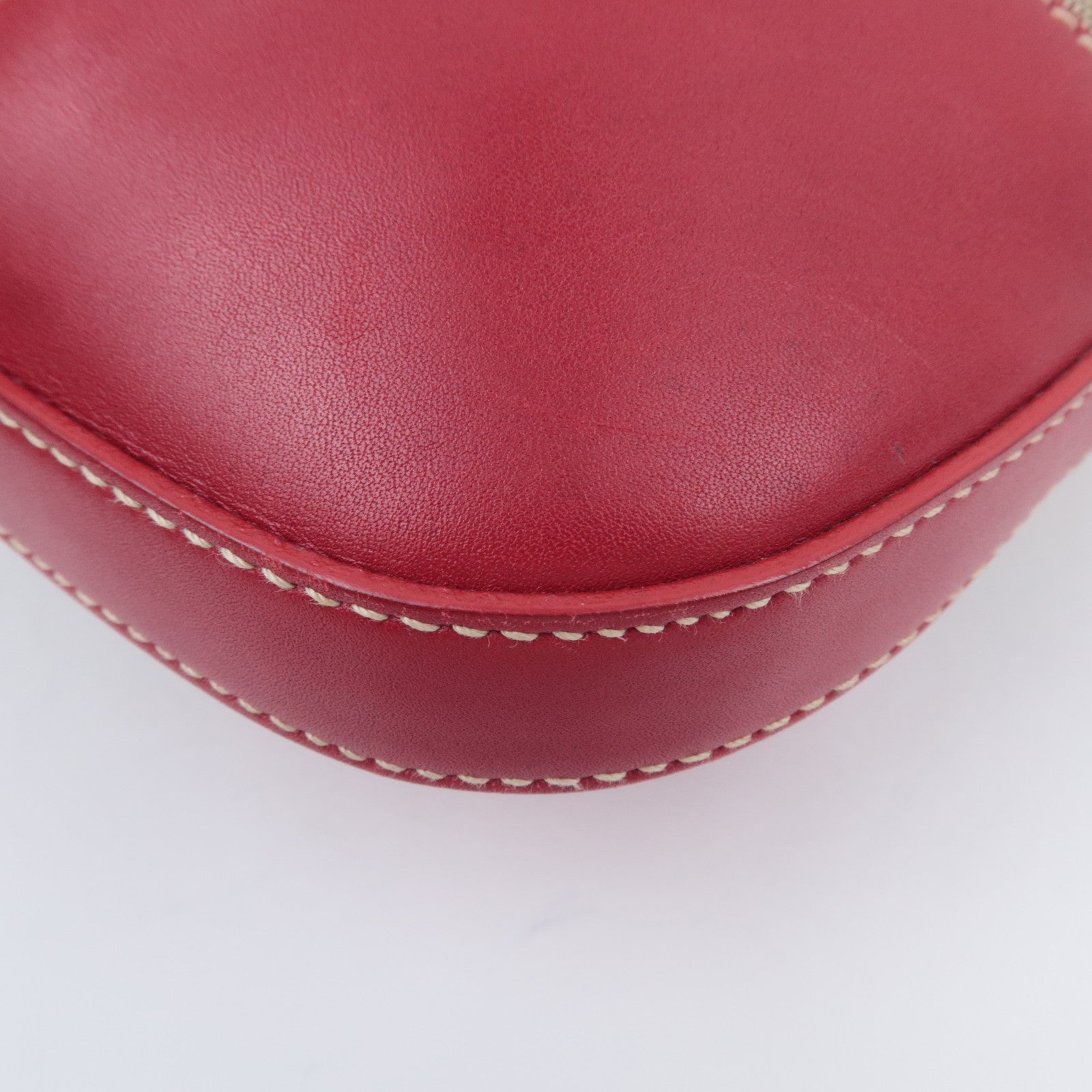 PRADA Logo Jacquard Shoulder Bag Beige Red