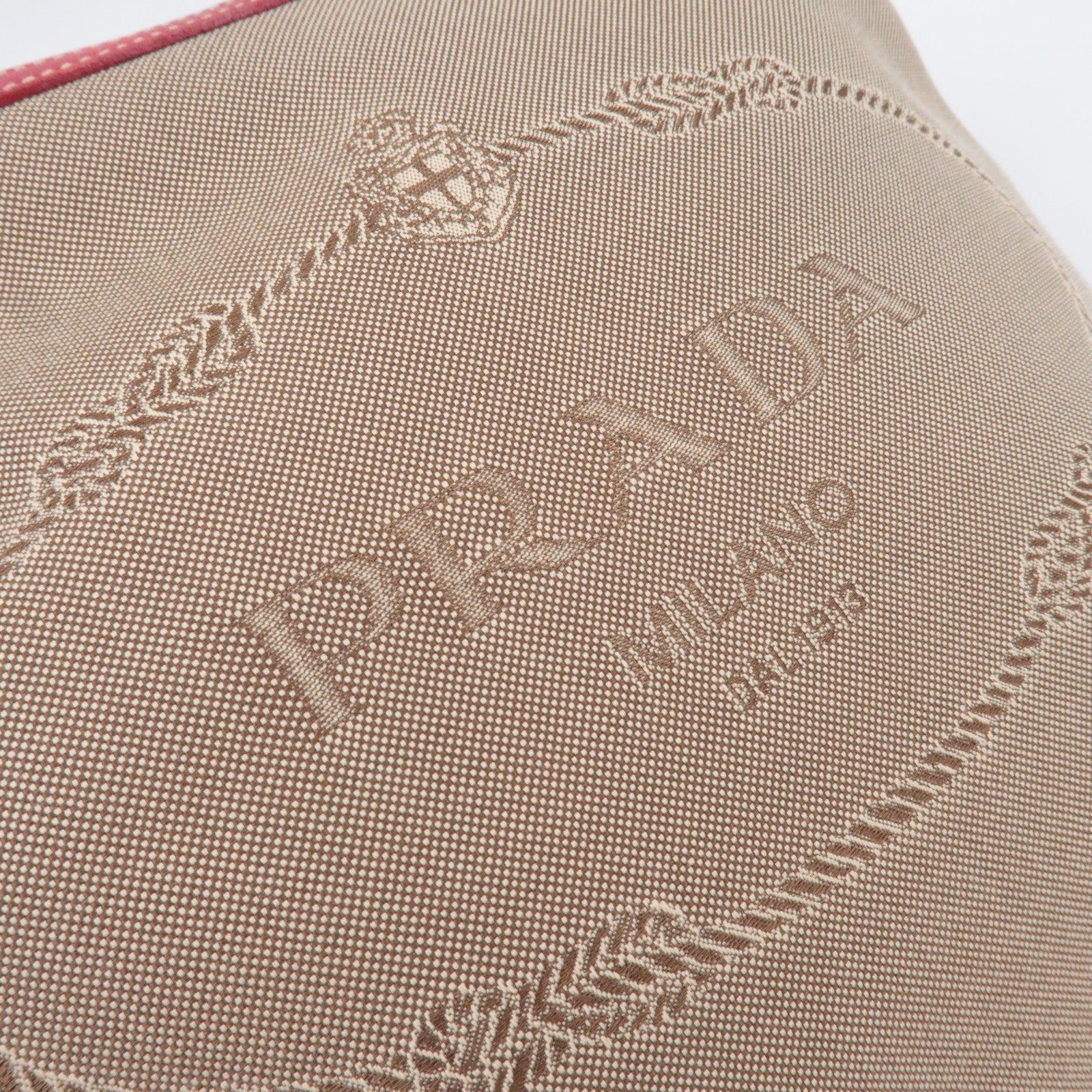 PRADA Logo Jacquard Shoulder Bag Beige Red