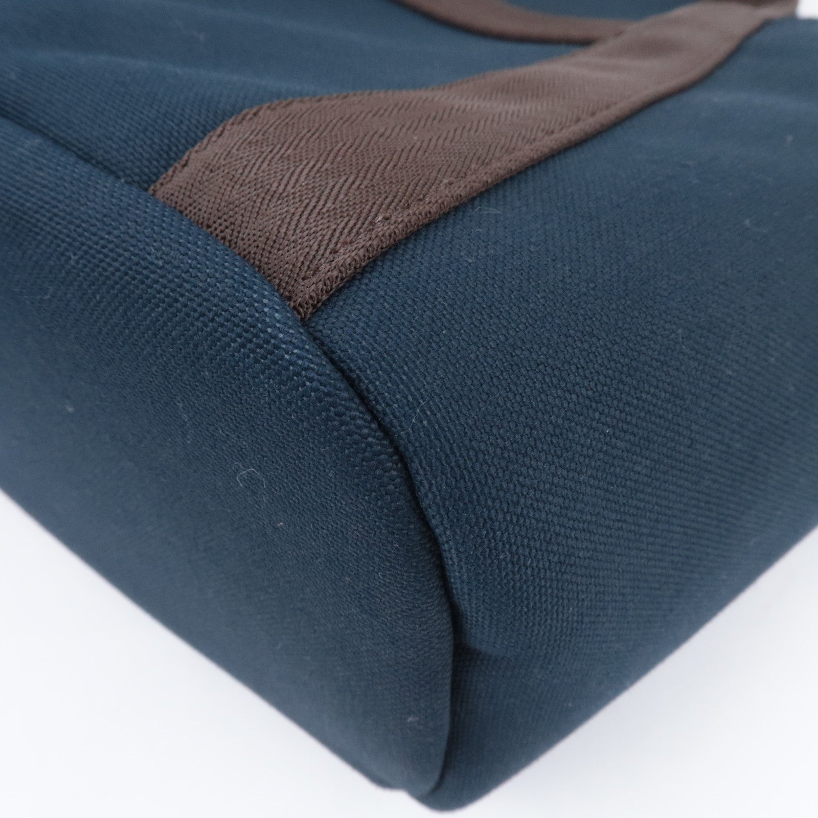 HERMES Sac De Pansage Groom 2Way Canvas Leather Tote Bag Navy Brown