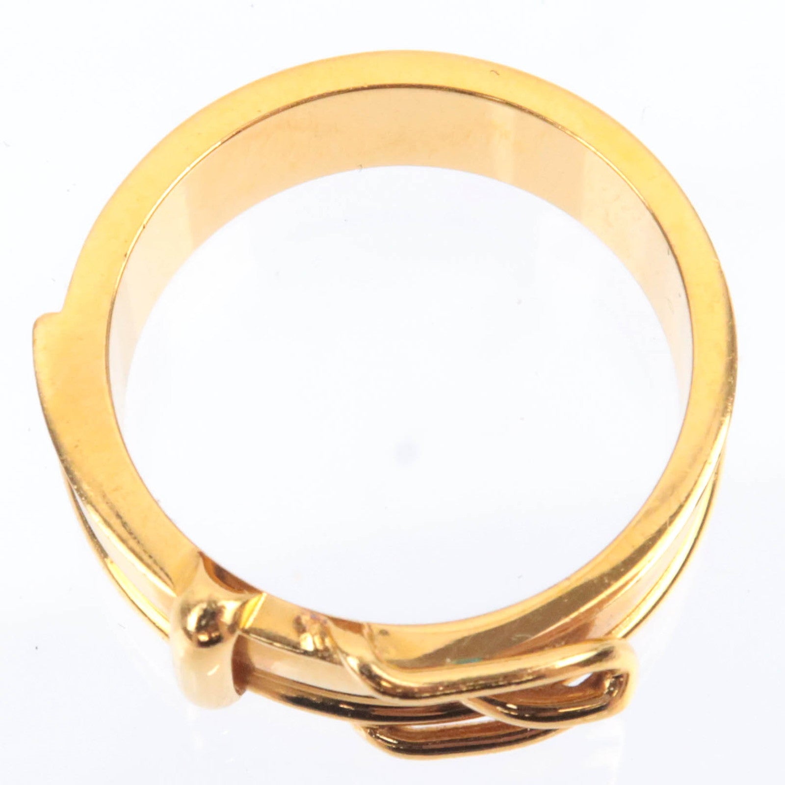 HERMES Boucle Sellier Belt Shape Scarf Ring Gold Color