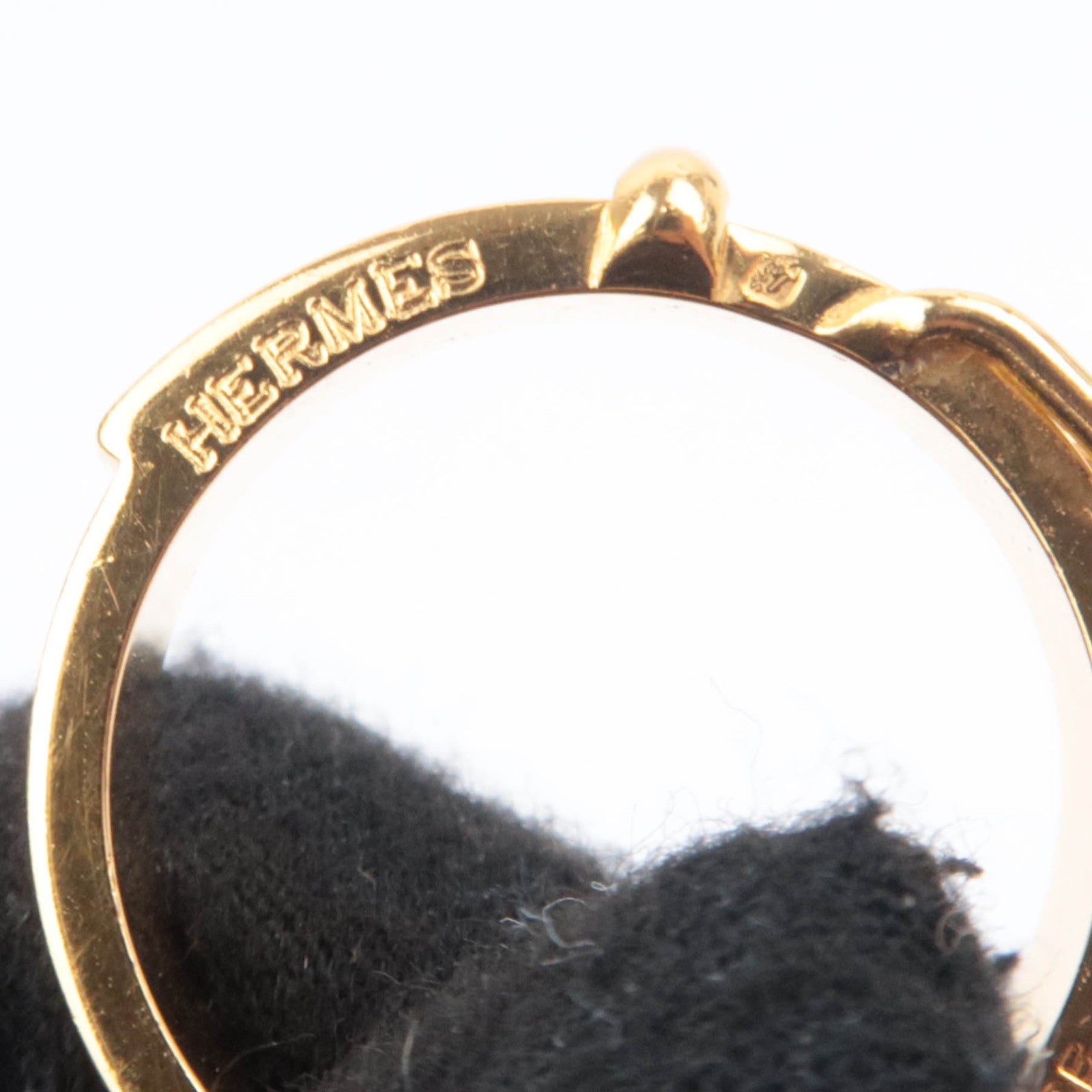 HERMES Boucle Sellier Belt Shape Scarf Ring Gold Color