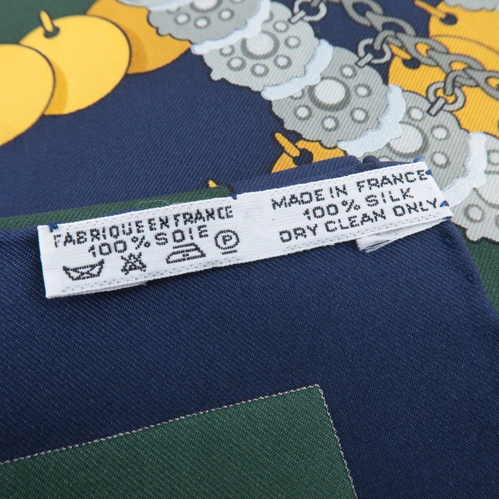 HERMES Carre 90 Scarf KOSMIMA 100% Silk Dark Green Navy