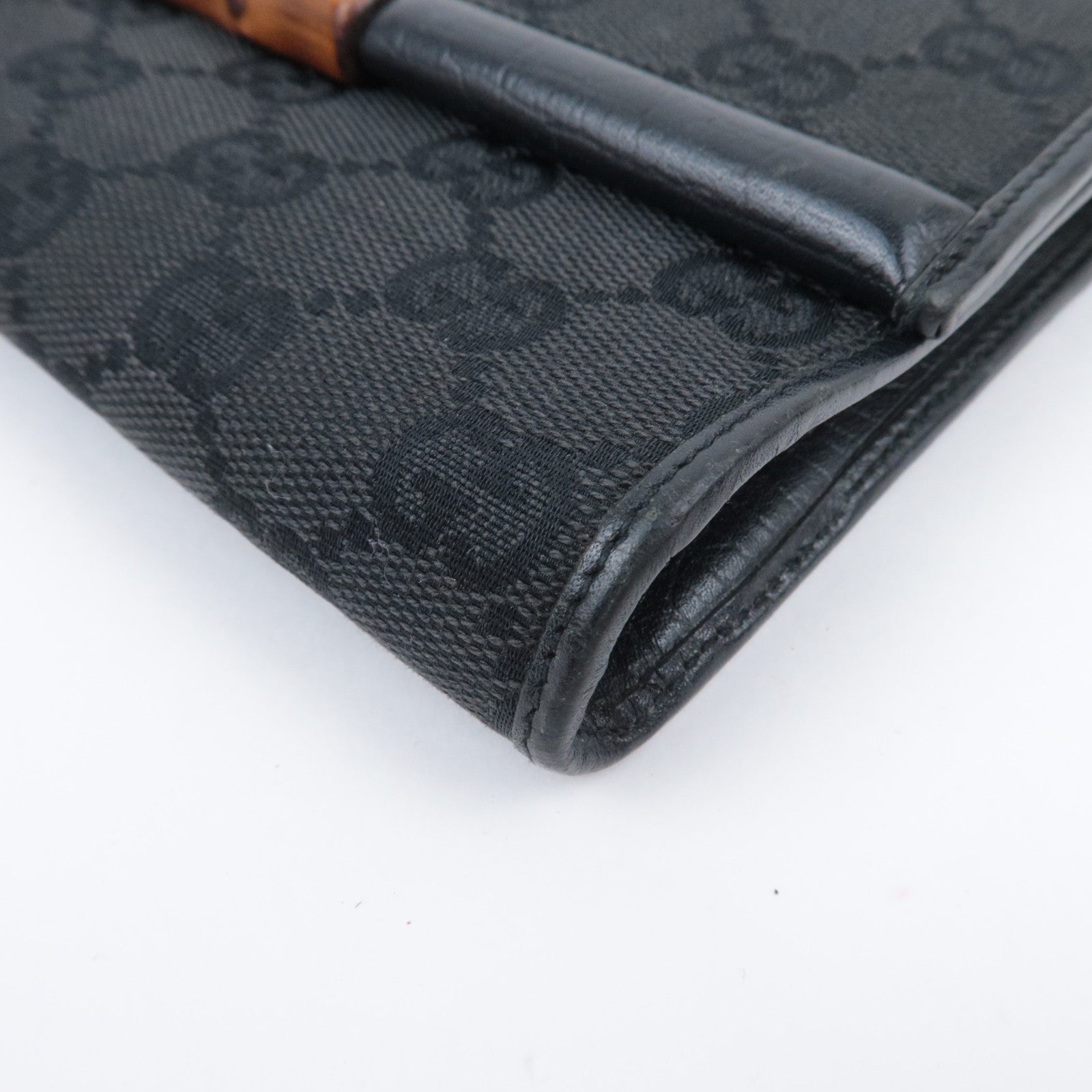 GUCCI Bamboo GG Canvas Bag Black 117594