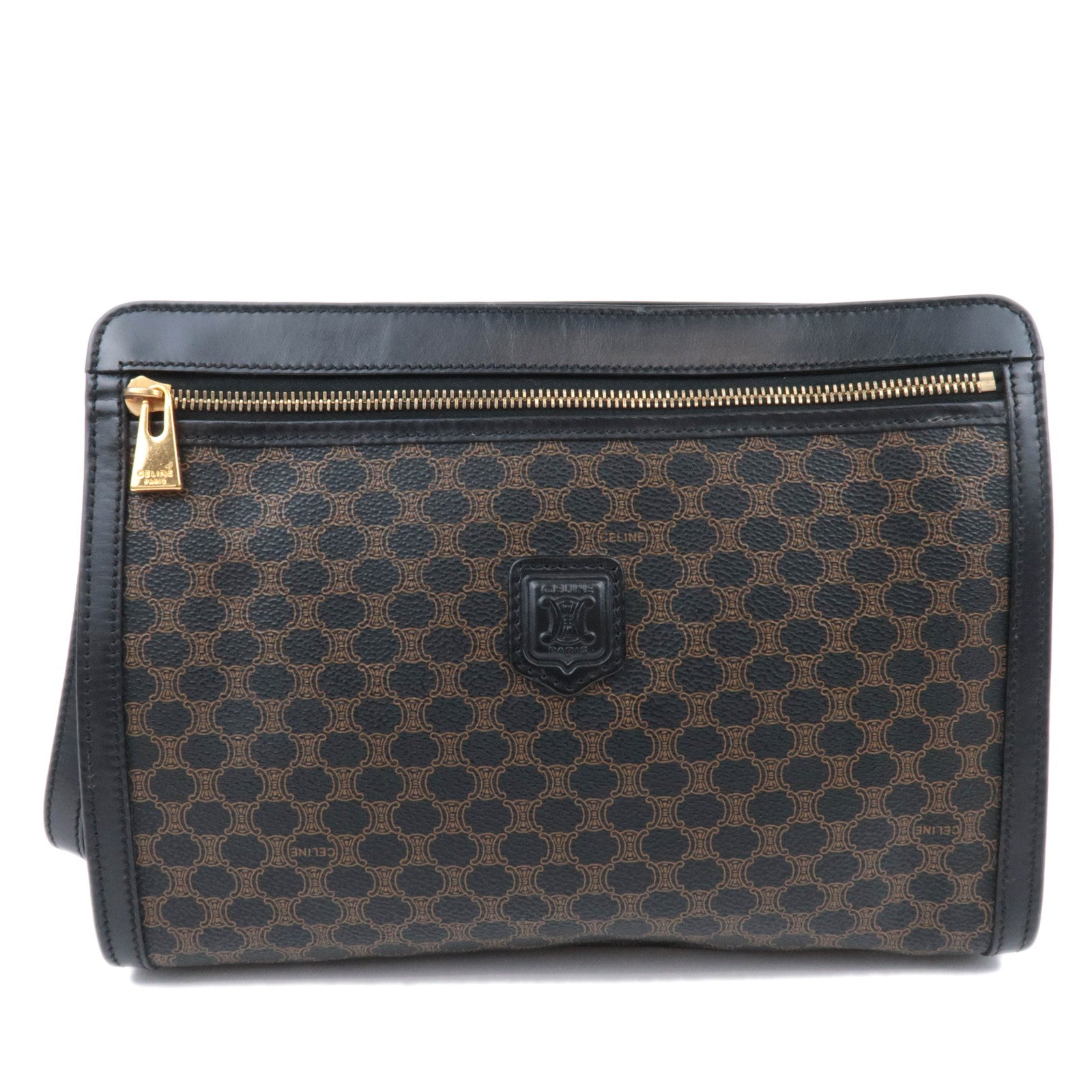 CELINE Macadam PVC Leather Clutch Bag Black90186