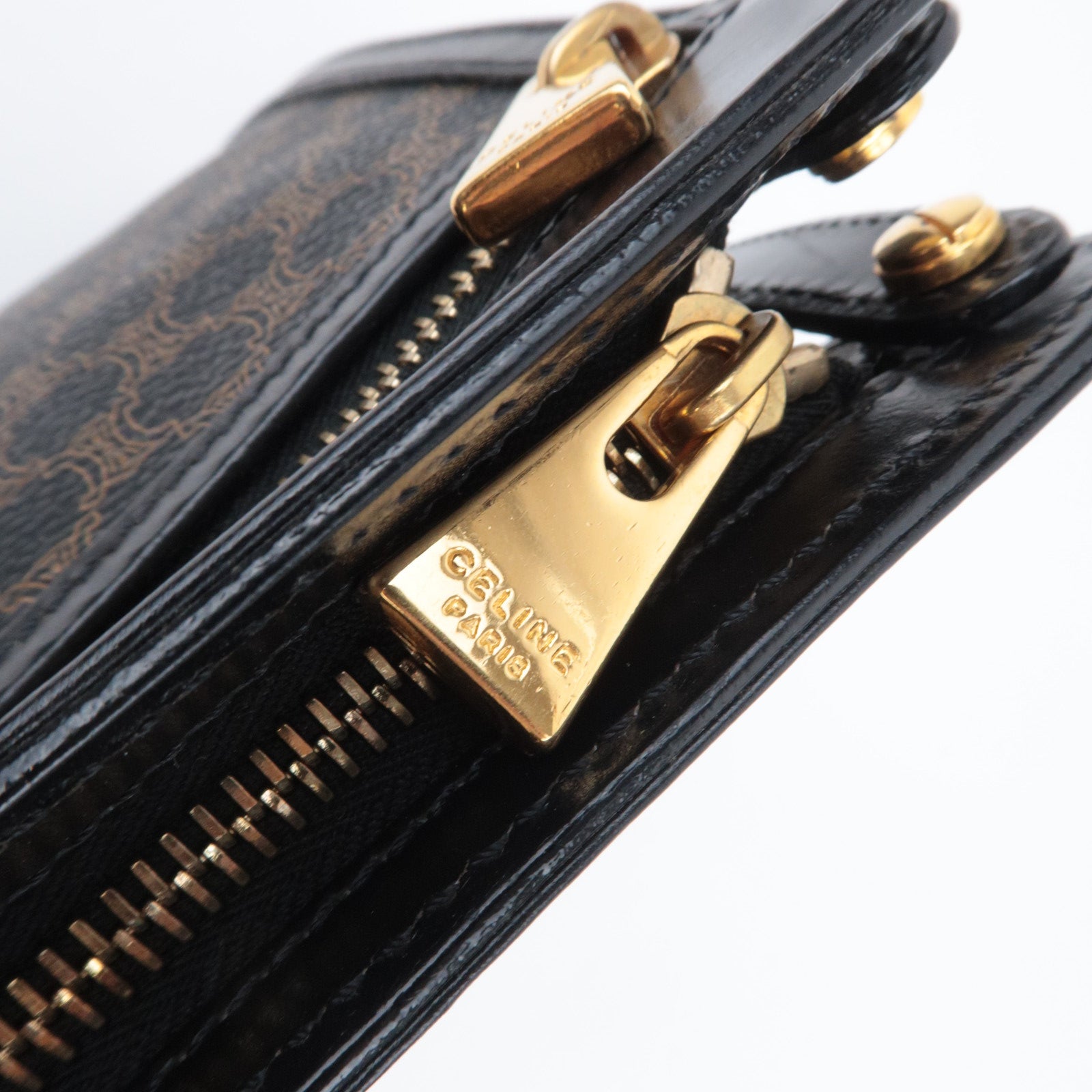CELINE Macadam PVC Leather Clutch Bag Black