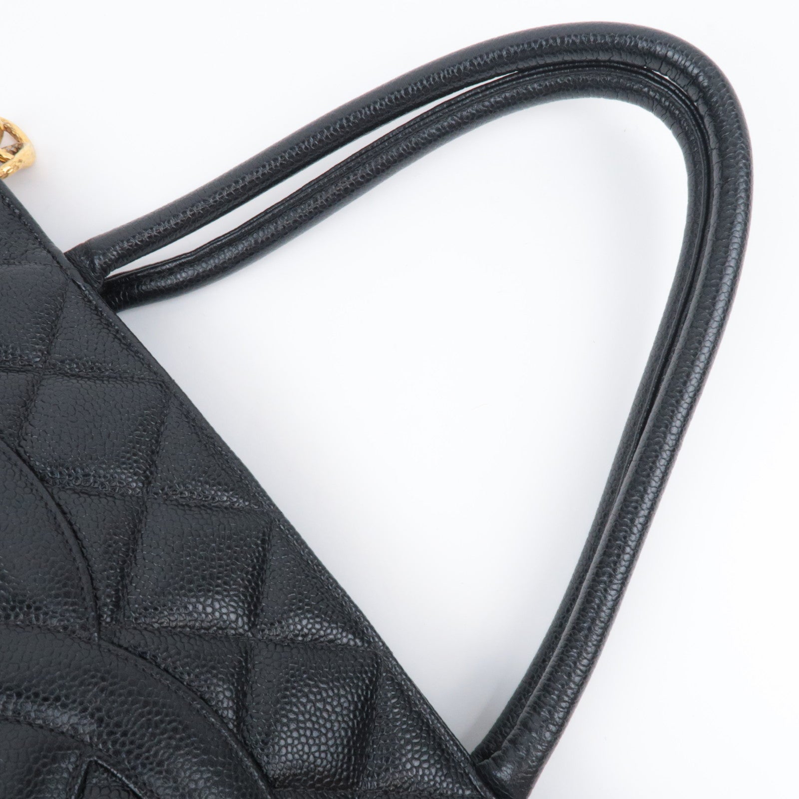 CHANEL Medallion Tote Caviarskin Black Gold HDW A01804