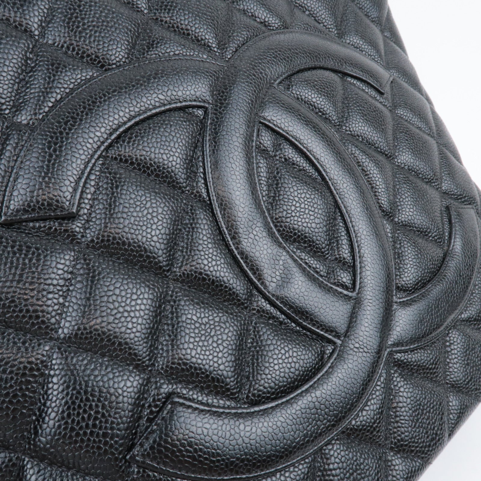 CHANEL Medallion Tote Caviarskin Black Gold HDW A01804