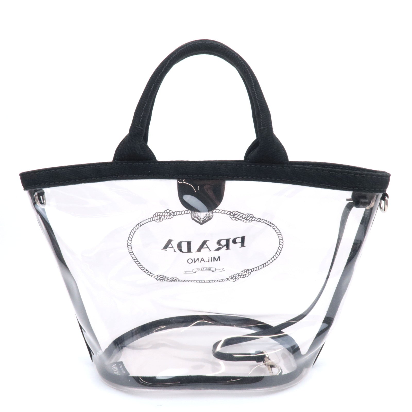 PRADA Canapa Clear Tote Bag Black