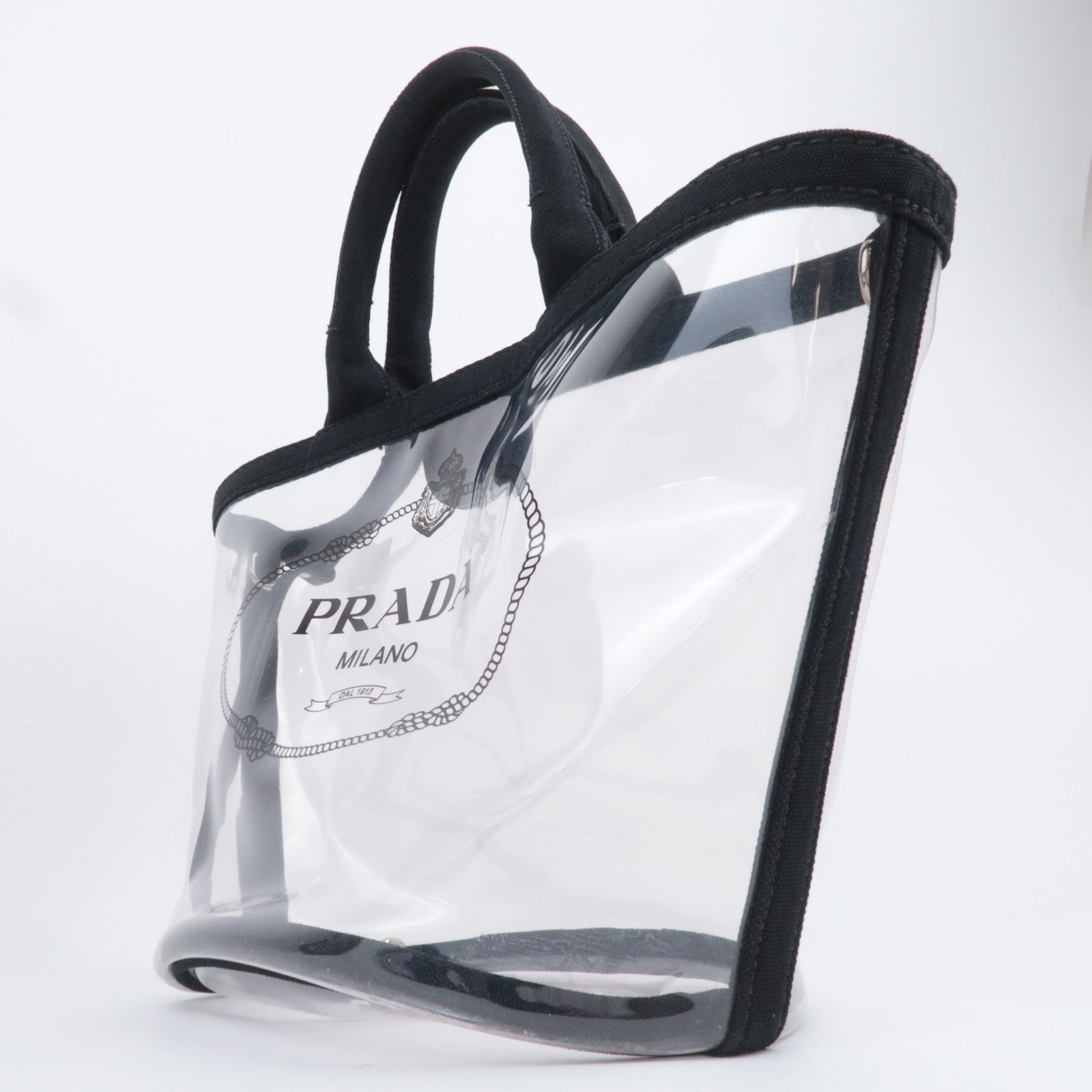 PRADA Canapa Clear Tote Bag Black