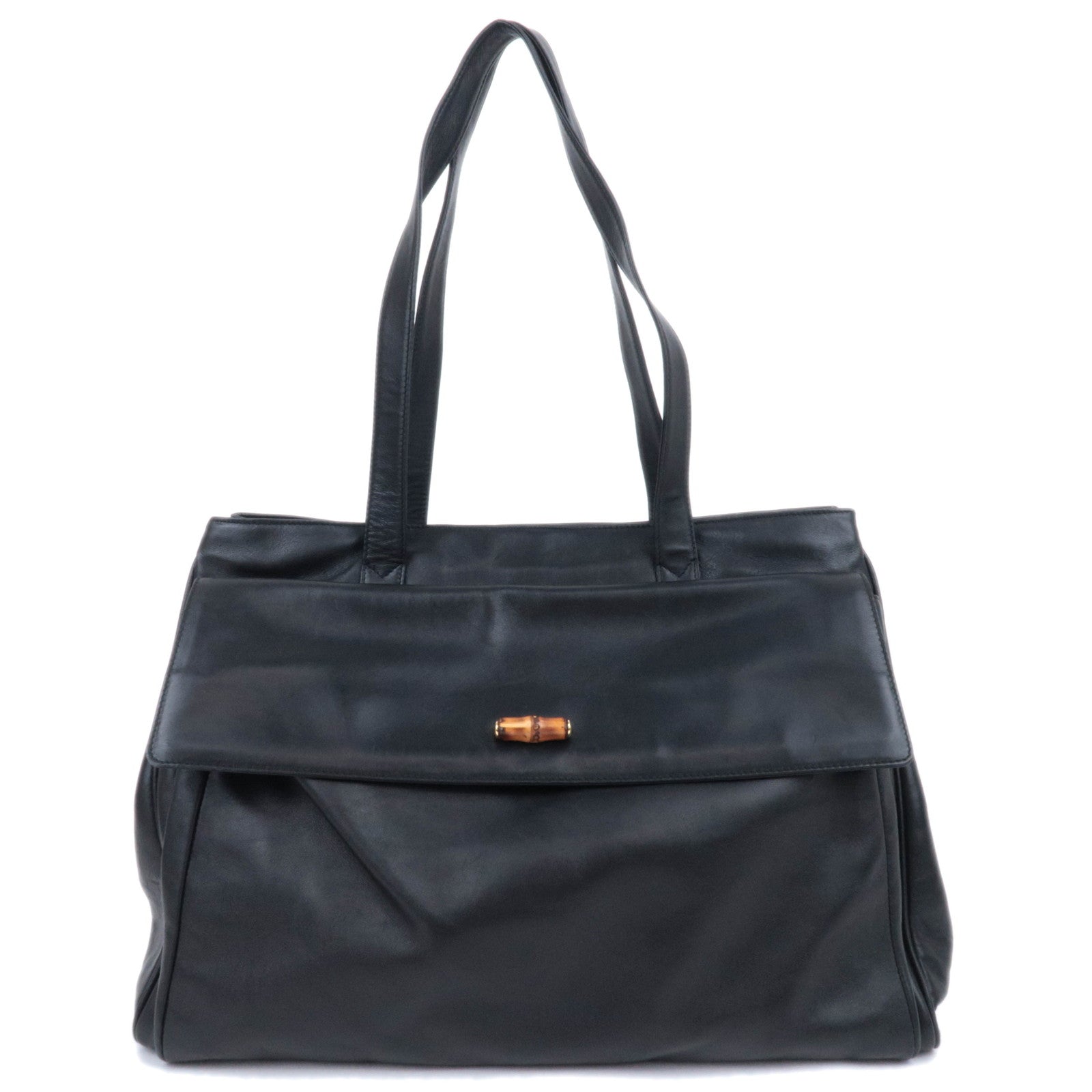 GUCCI Bamboo Leather Tote Bag Black 002.14.028790196