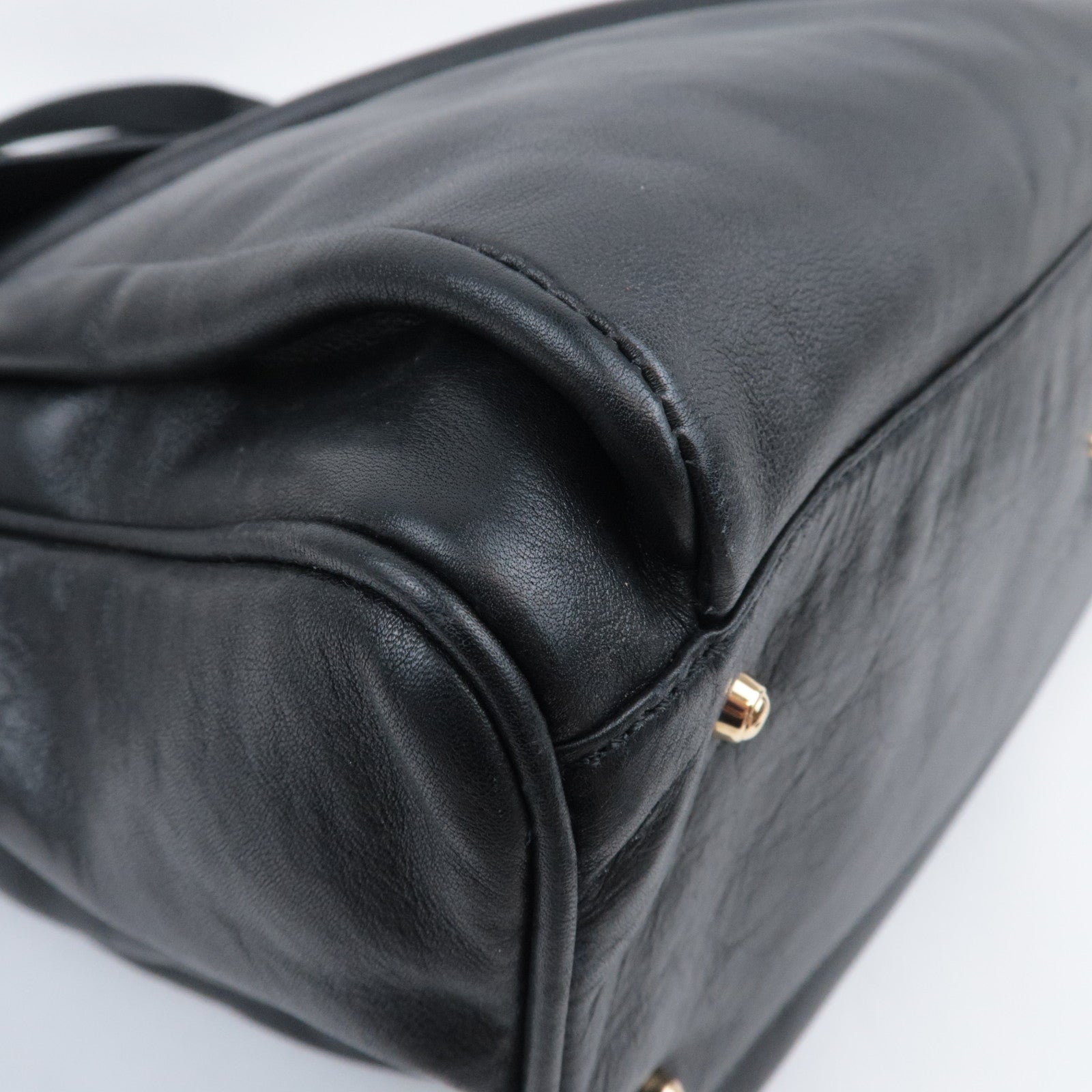 GUCCI Bamboo Leather Tote Bag Black 002.14.0287
