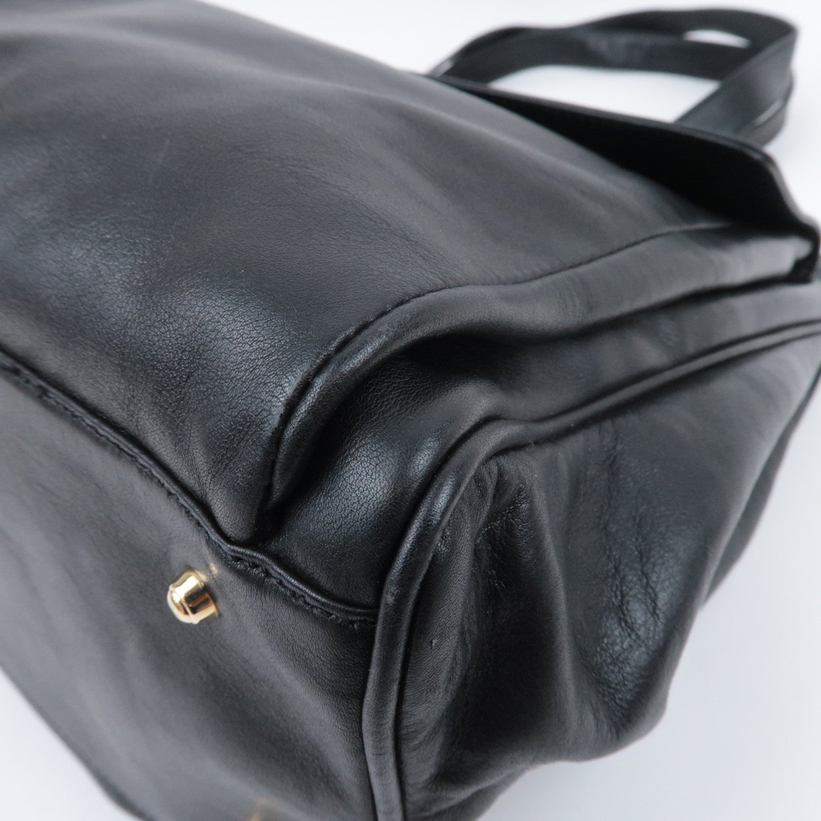 GUCCI Bamboo Leather Tote Bag Black 002.14.0287