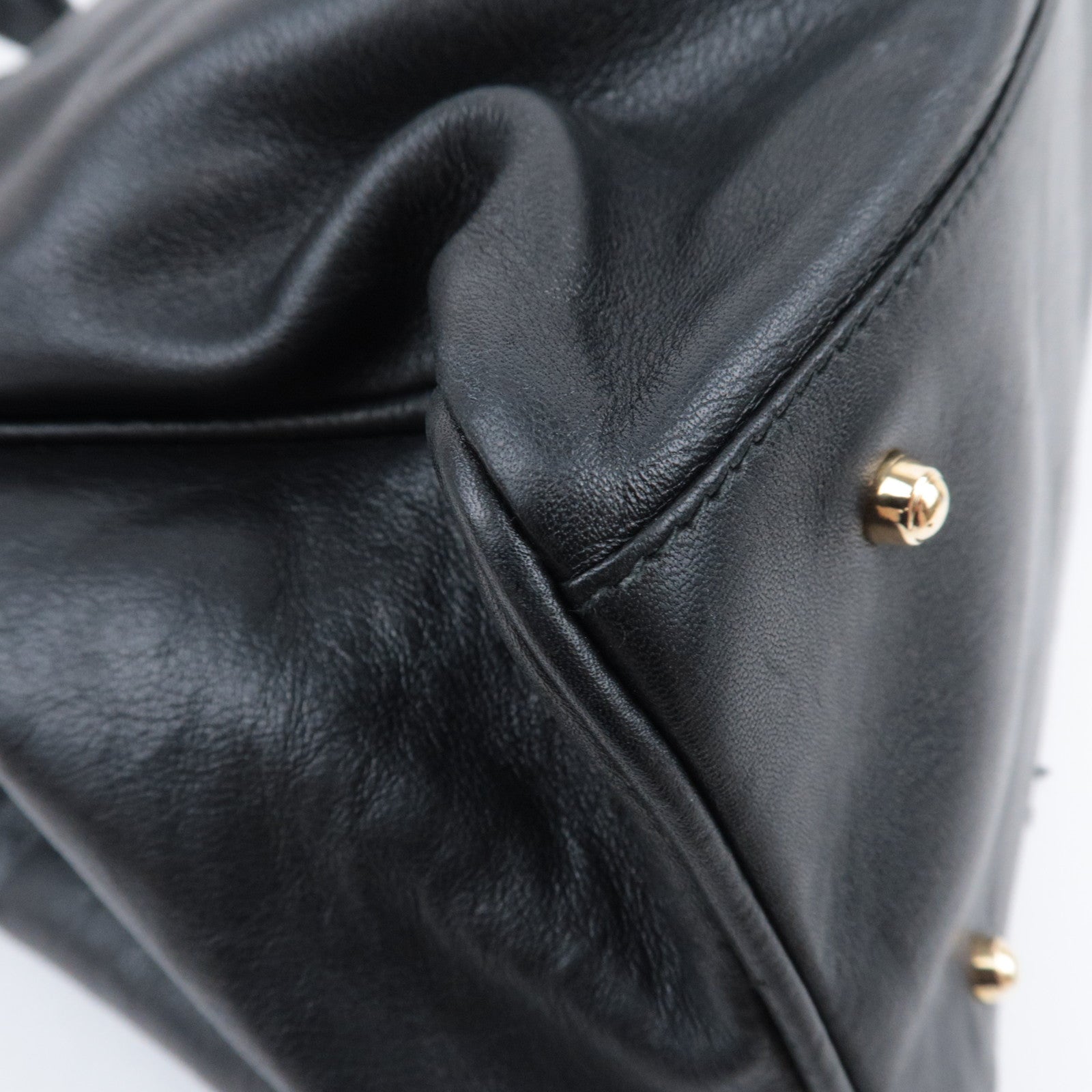 GUCCI Bamboo Leather Tote Bag Black 002.14.0287