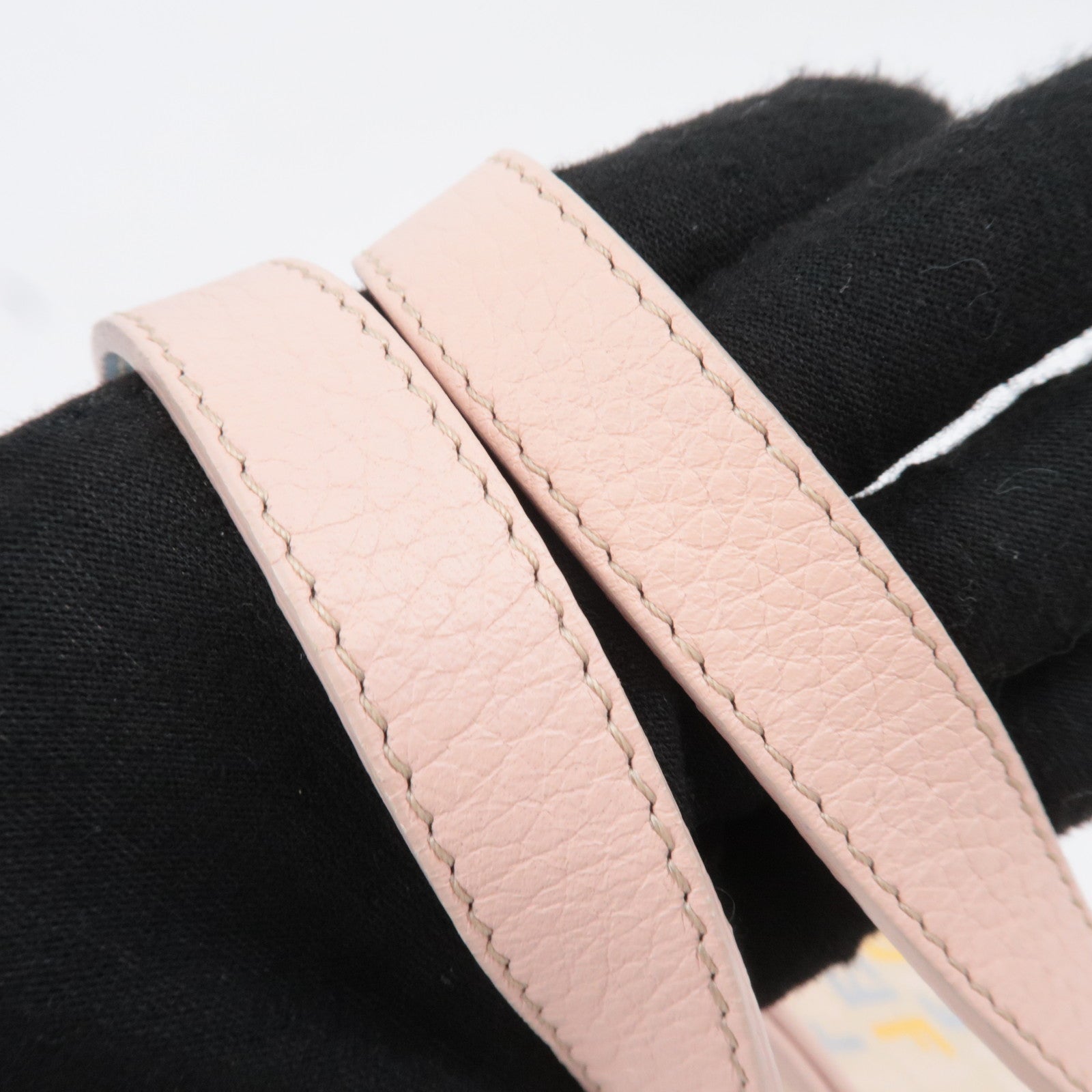 FENDI Zucchino Canvas Leather Handbag Beige Pink 8BH152