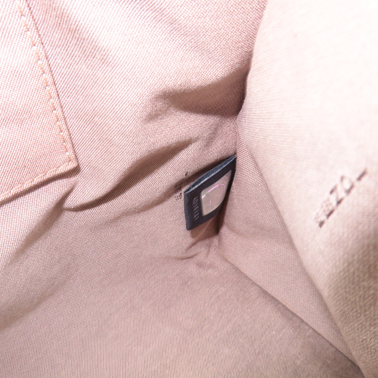FENDI Zucchino Canvas Leather Handbag Beige Pink 8BH152