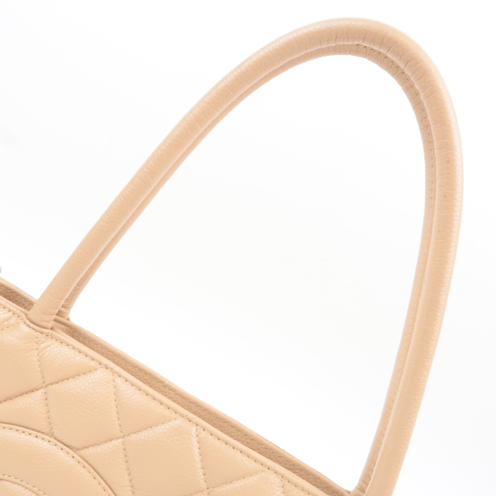 CHANEL Medallion Tote Bag Caviarskin Beige Gold HDW A01804