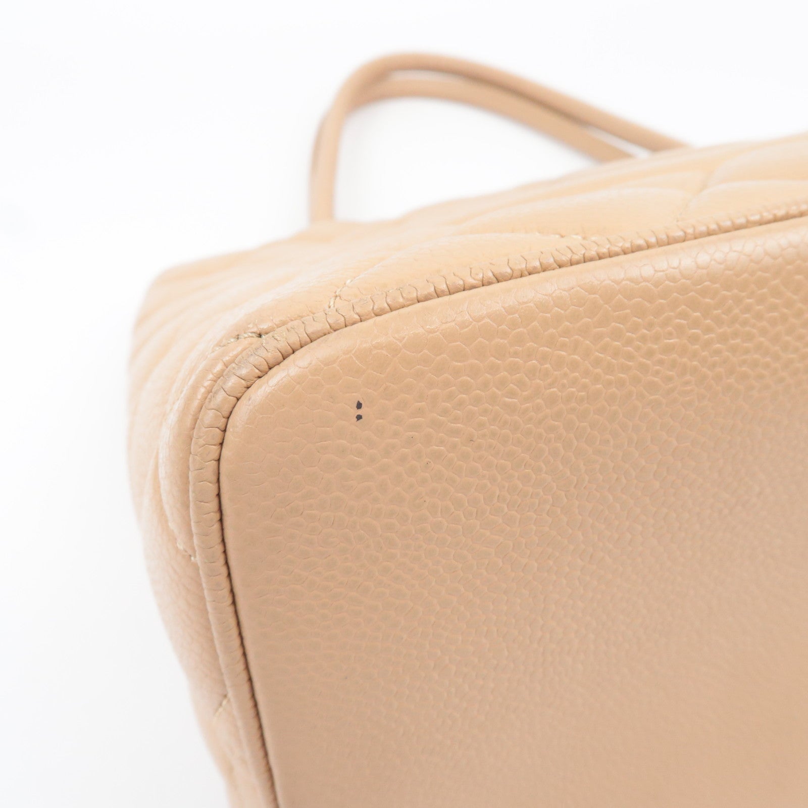 CHANEL Medallion Tote Bag Caviarskin Beige Gold HDW A01804