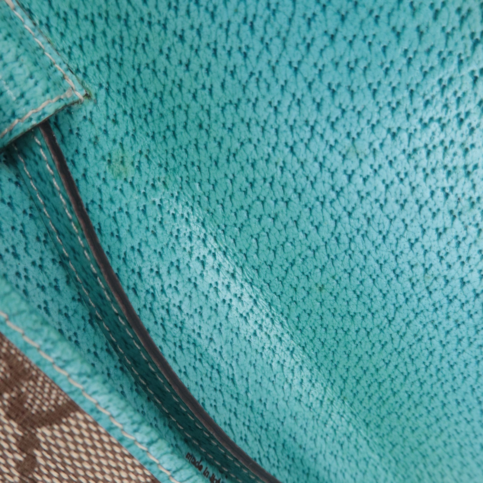 GUCCI Bamboo GG Canvas Shoulder Bag Beige Turquoise 117594